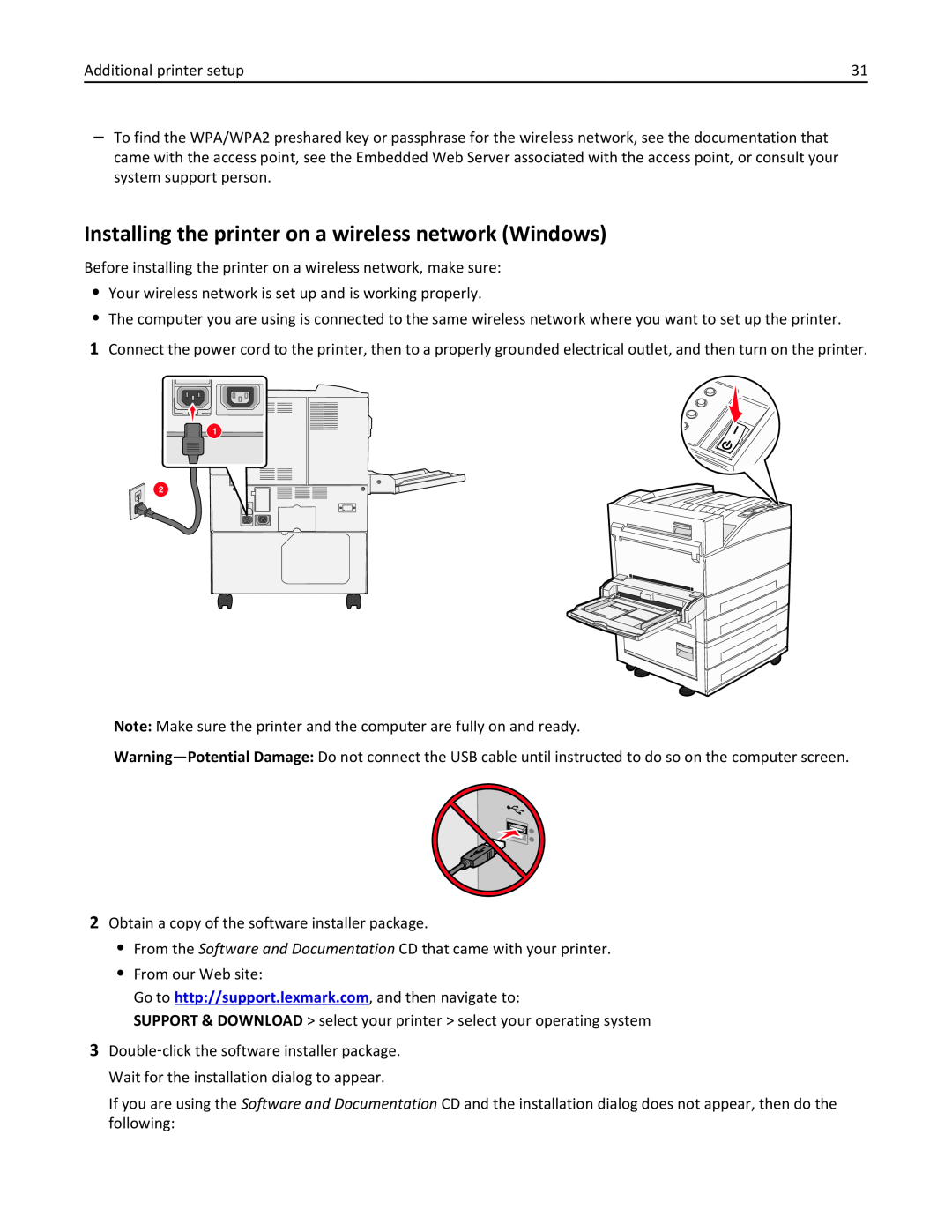 Lexmark W850DN, 110, 19Z0301 manual Installing the printer on a wireless network Windows 