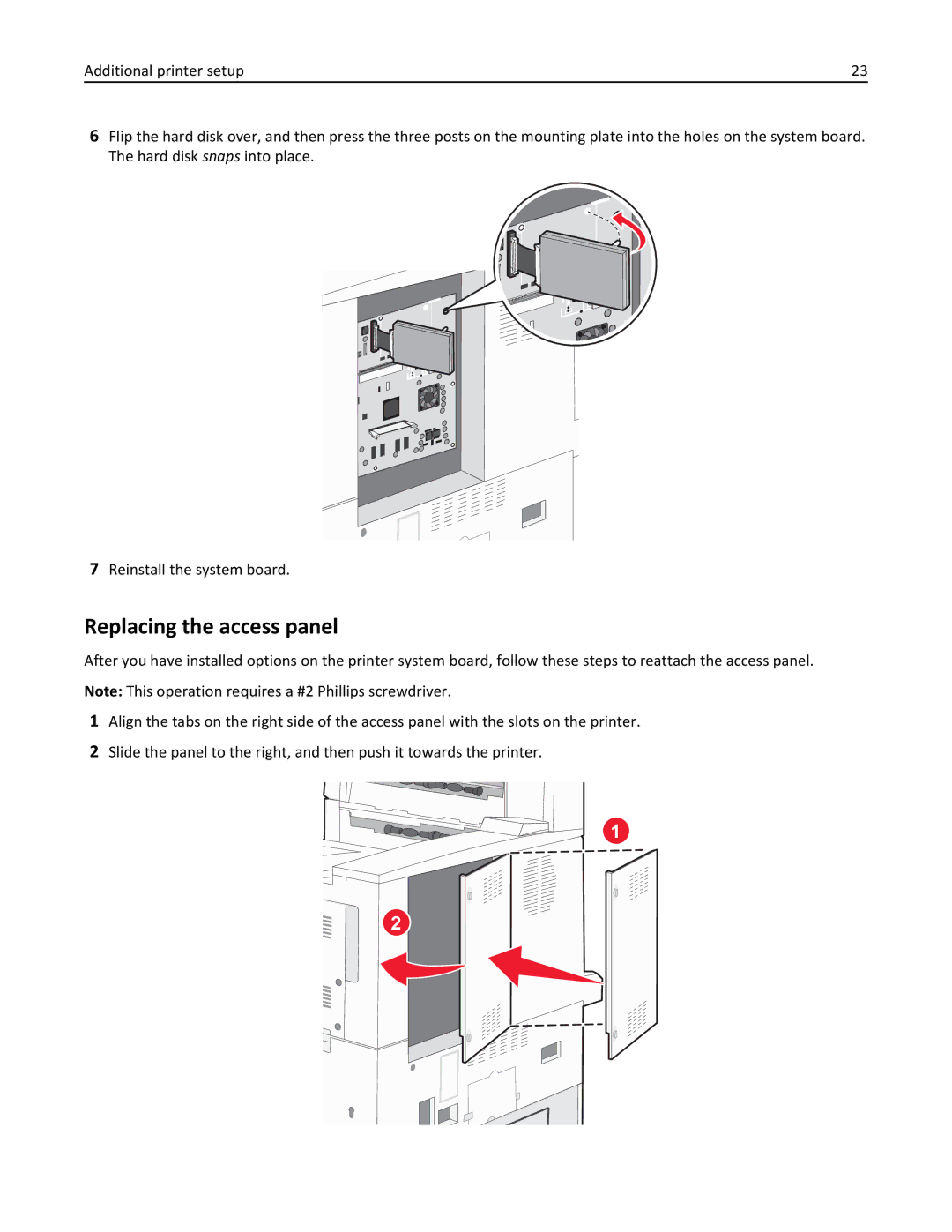 Lexmark 19Z0301, 110, W850DN manual Replacing the access panel 