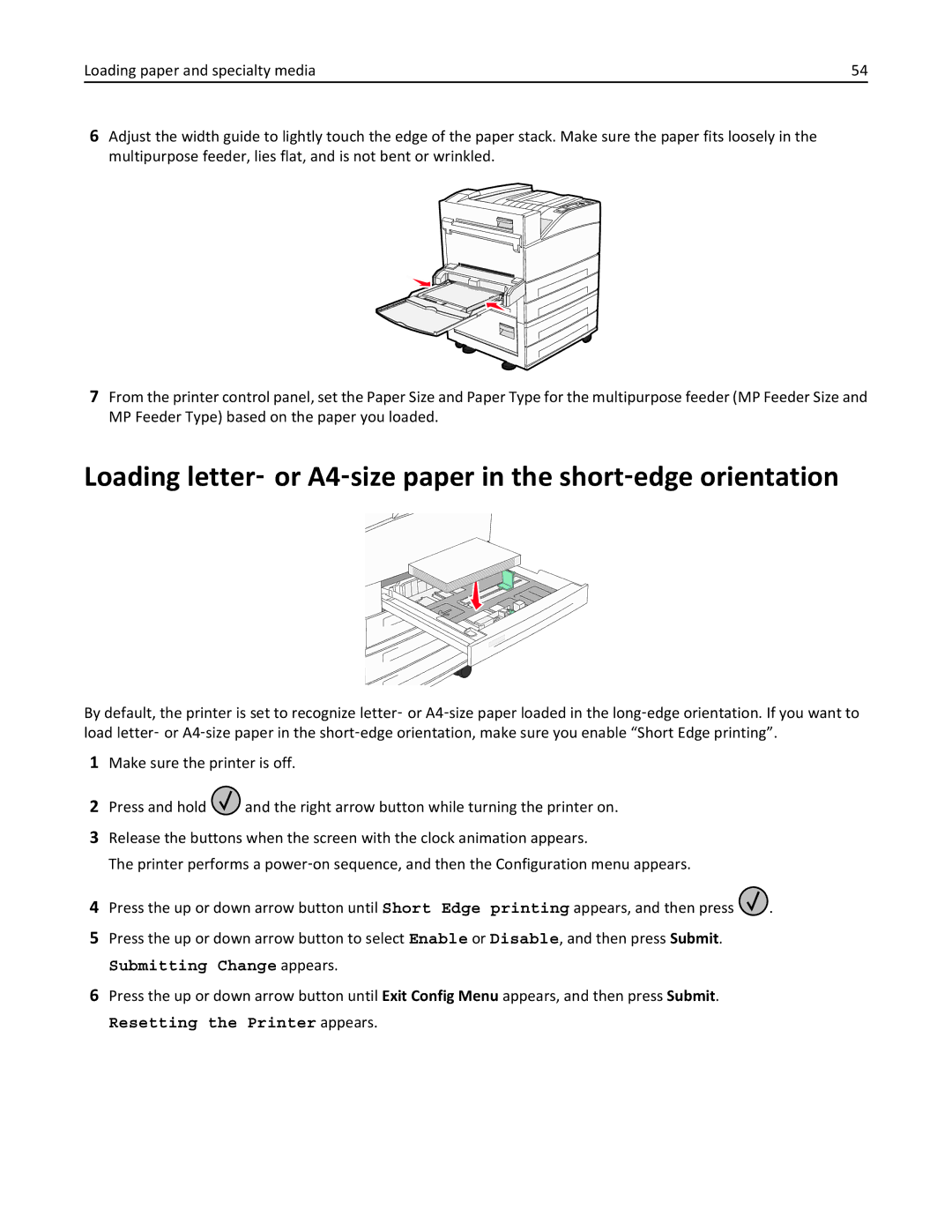 Lexmark 110, W850DN, 19Z0301 manual Submitting Change appears 