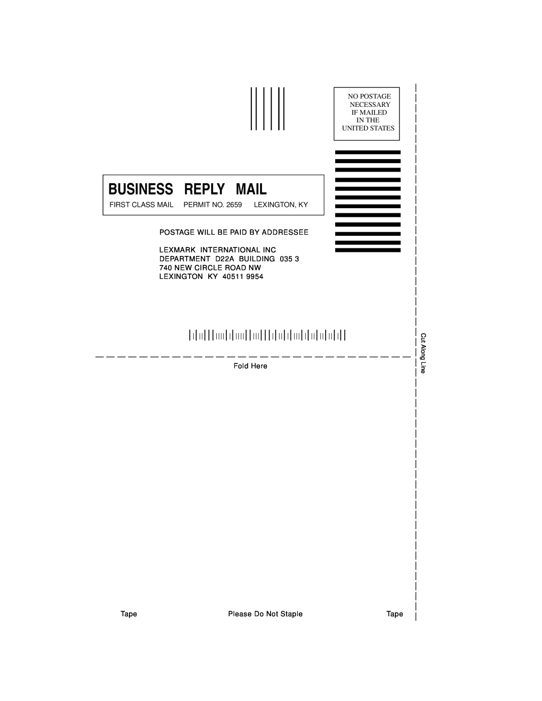 Lexmark 1100, 1000 manual Business Reply Mail 