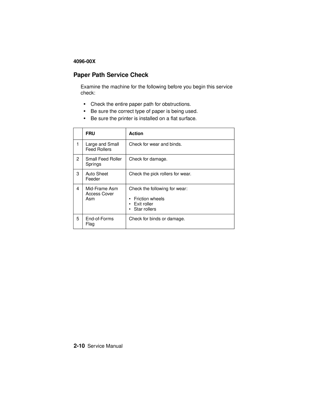 Lexmark 1100, 1000 manual Paper Path Service Check 