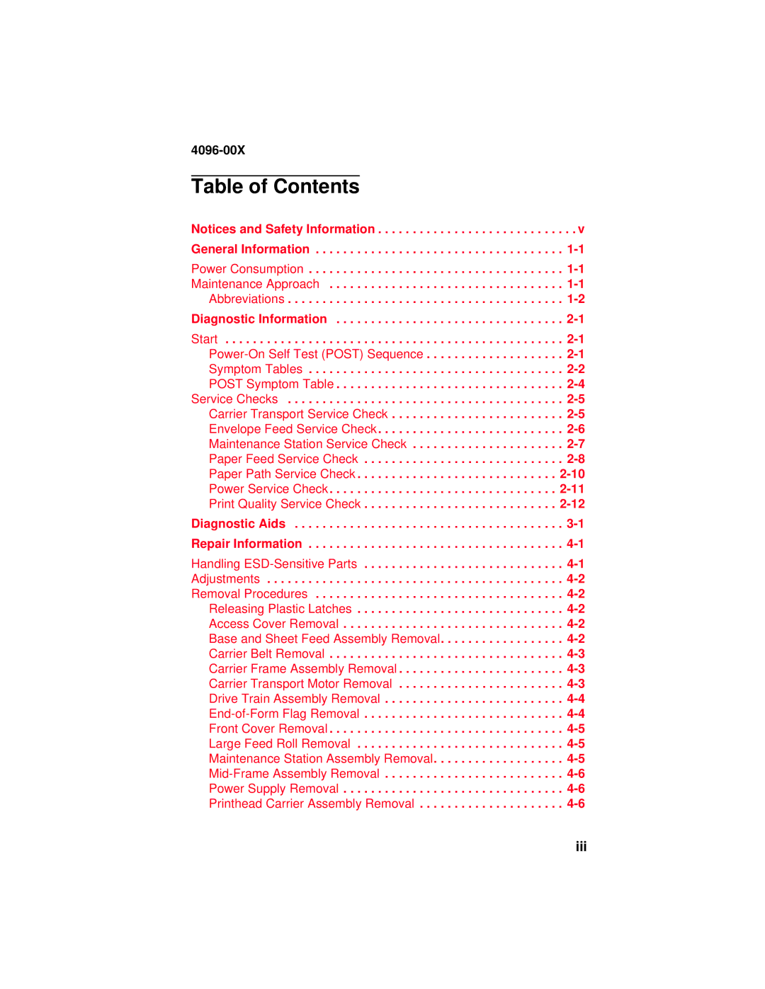 Lexmark 1000, 1100 manual Table of Contents 