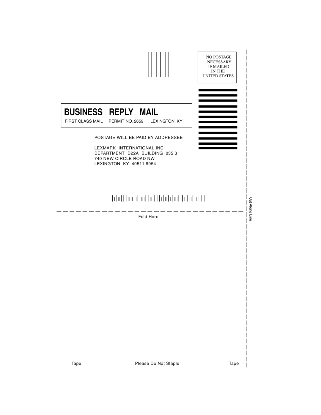 Lexmark 1100, 1000 manual Business Reply Mail 