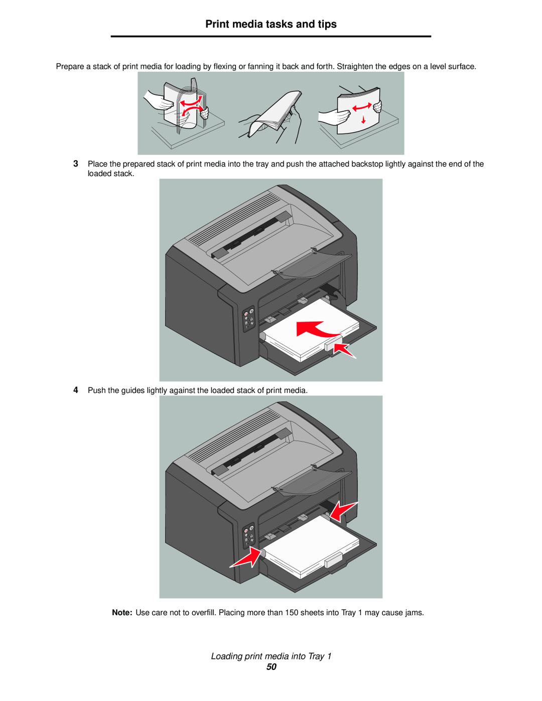 Lexmark 120 manual Print media tasks and tips, Loading print media into Tray 