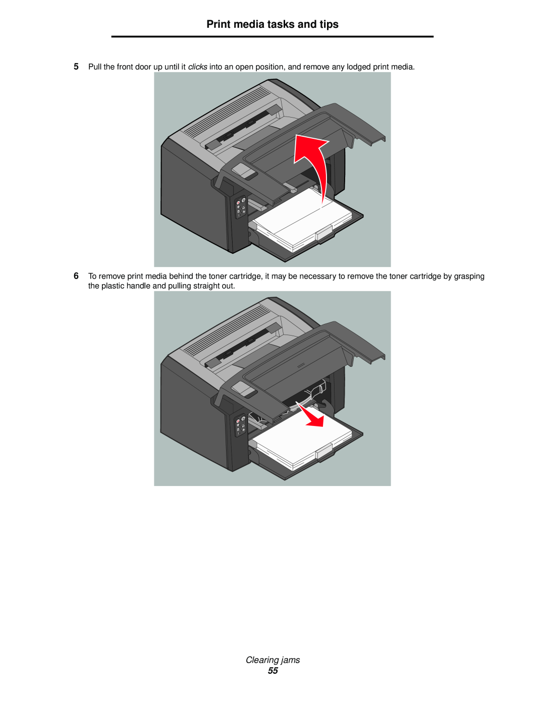 Lexmark 120 manual Print media tasks and tips, Clearing jams 