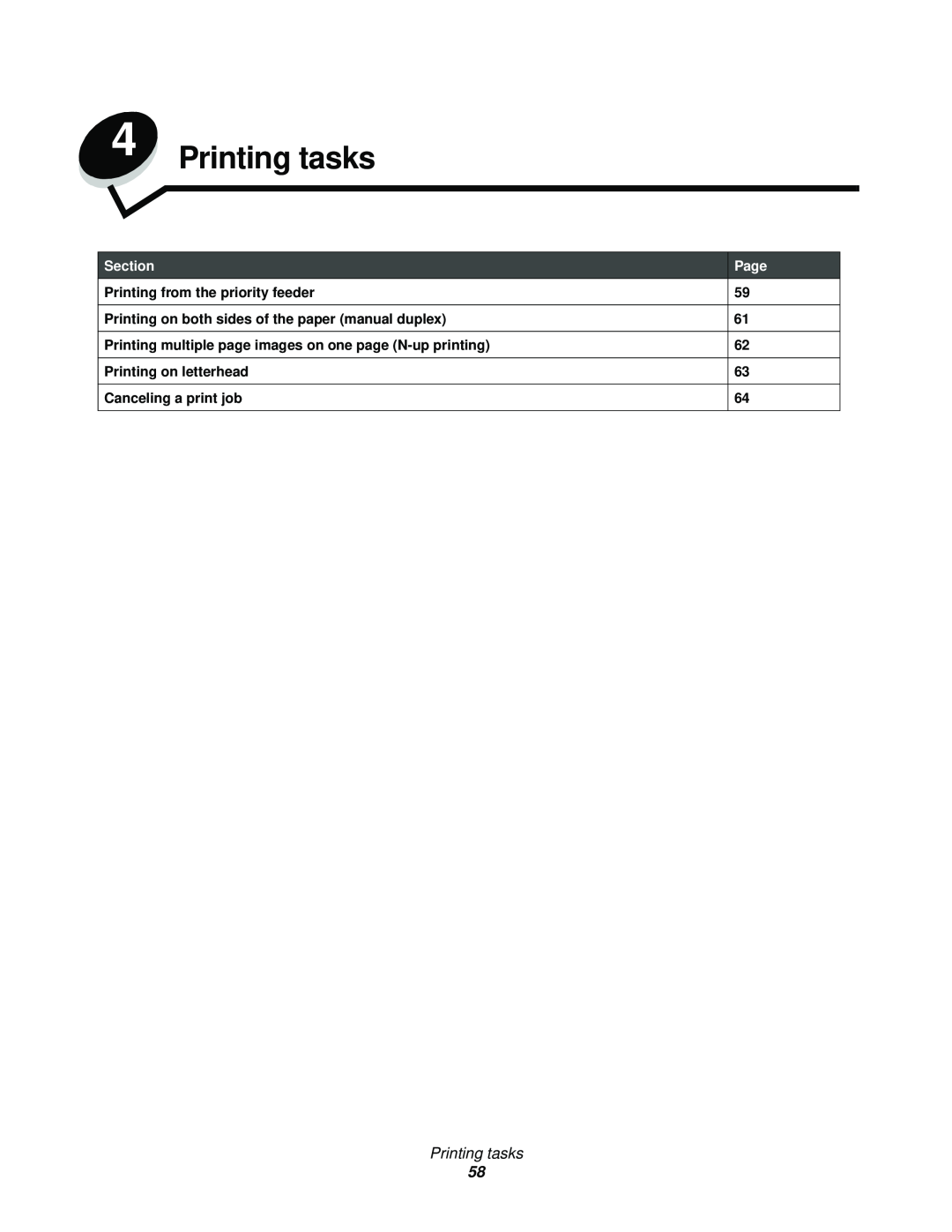 Lexmark 120 Printing tasks, Printing from the priority feeder, Printing on both sides of the paper manual duplex, Section 