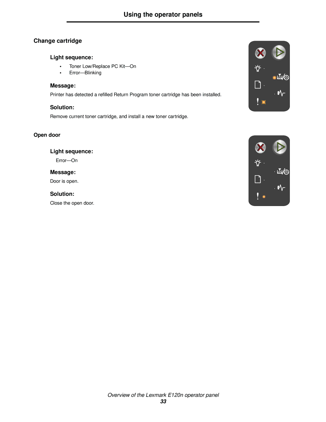 Lexmark 120 manual Change cartridge 