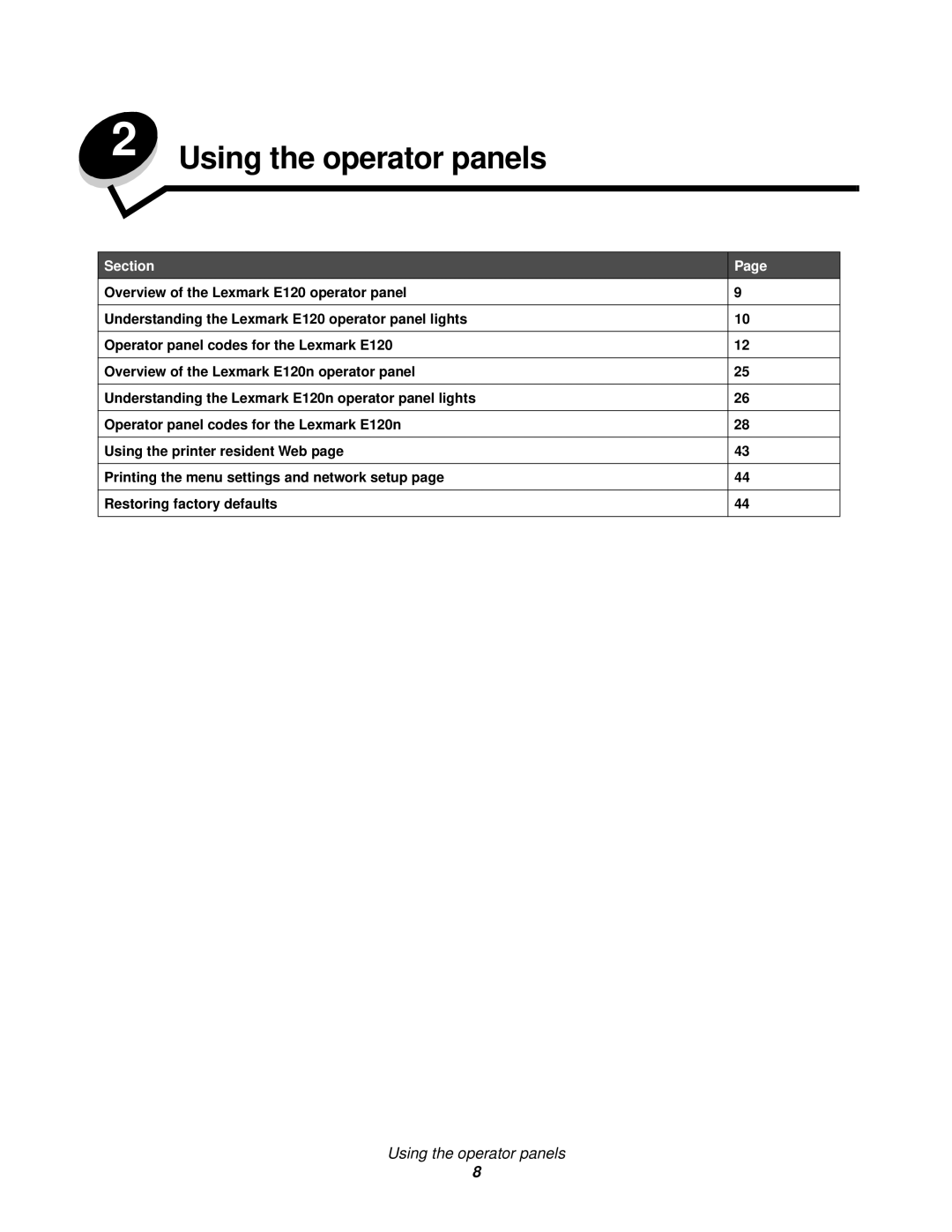 Lexmark 120 manual Using the operator panels 