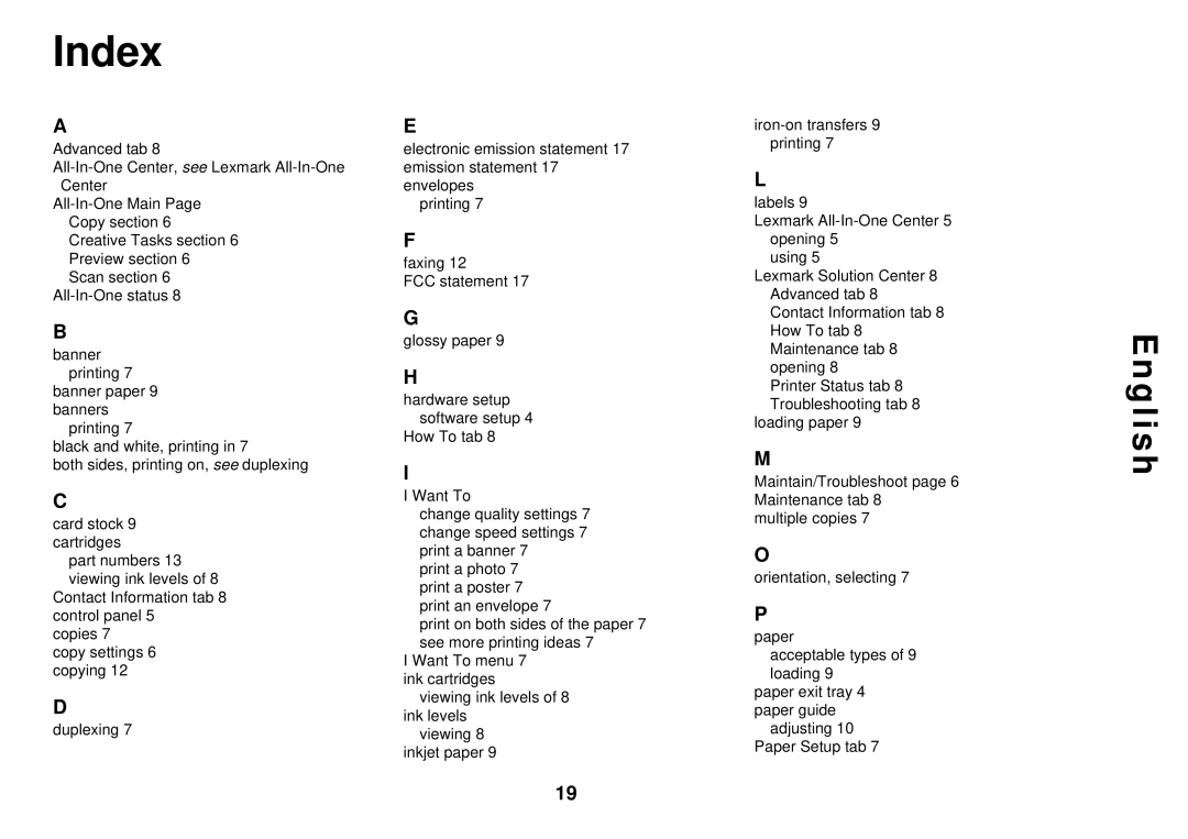 Lexmark 1200 Series manual Index 