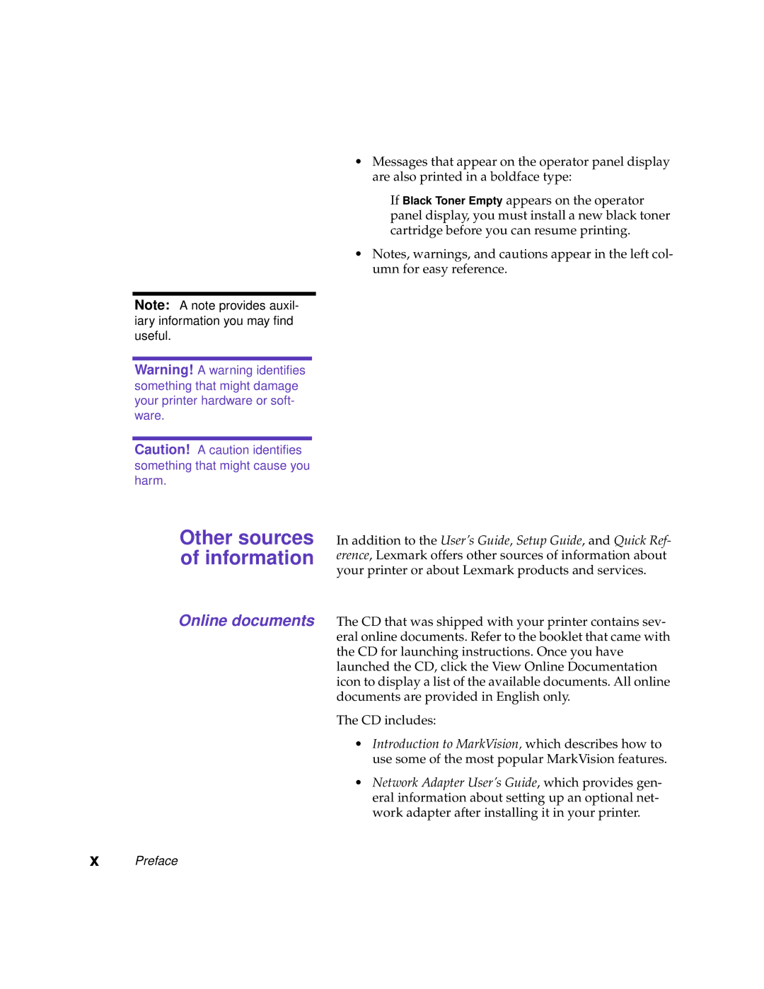 Lexmark 1200 manual Other sources of information, Online documents 