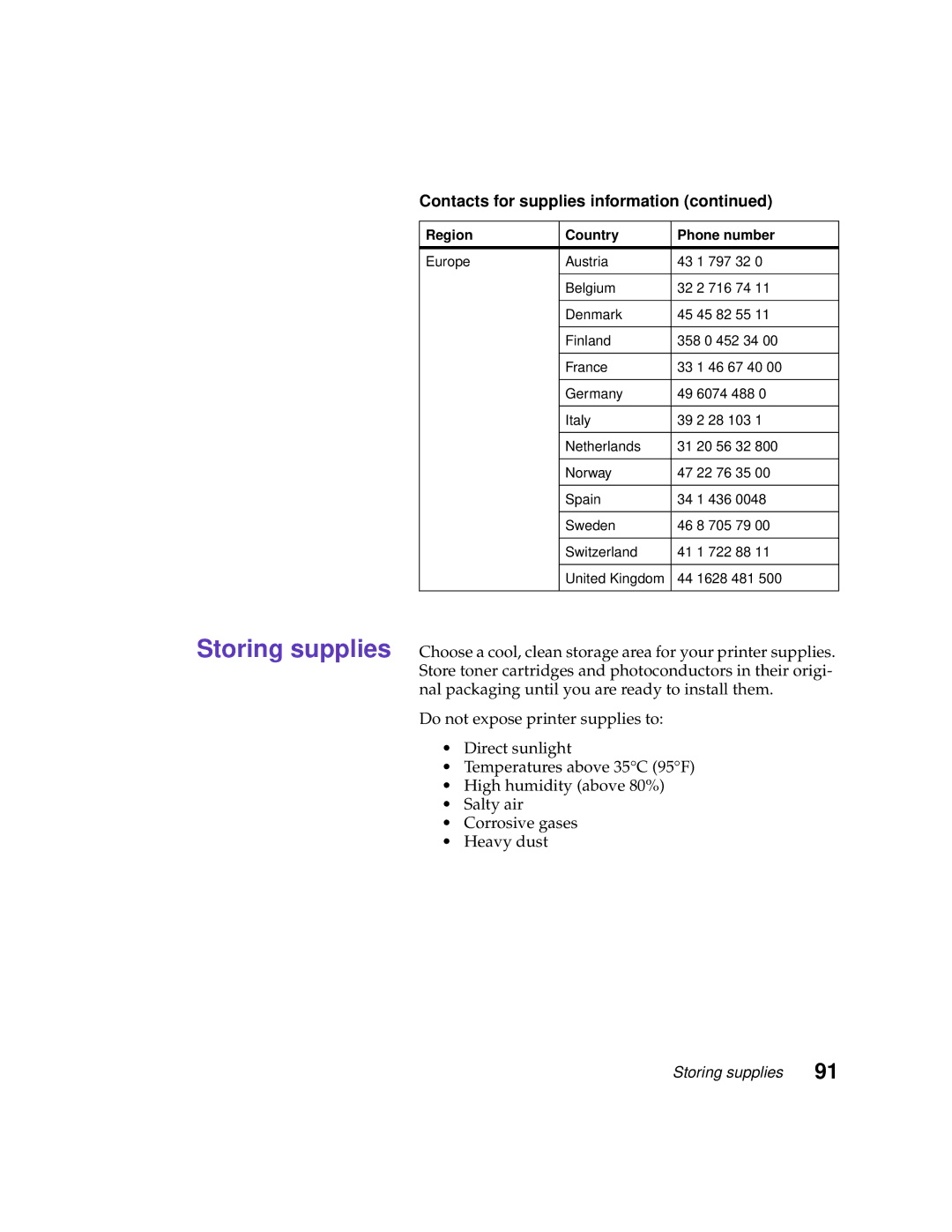 Lexmark 1200 manual Storing supplies 