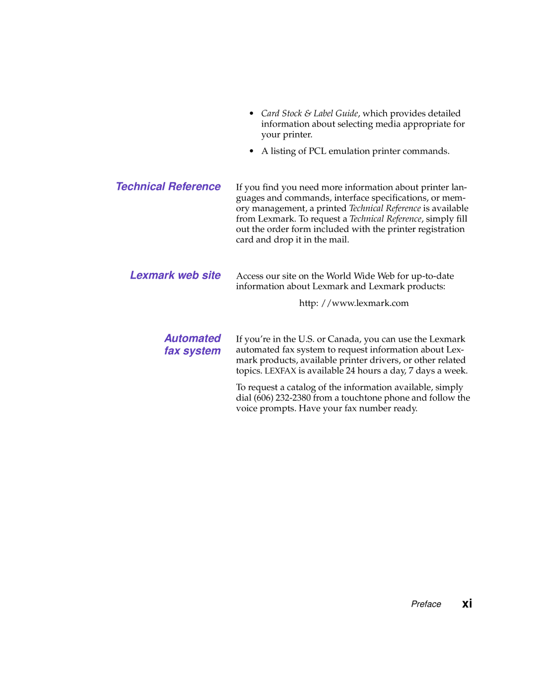 Lexmark 1200 manual Lexmark web site Automated fax system 