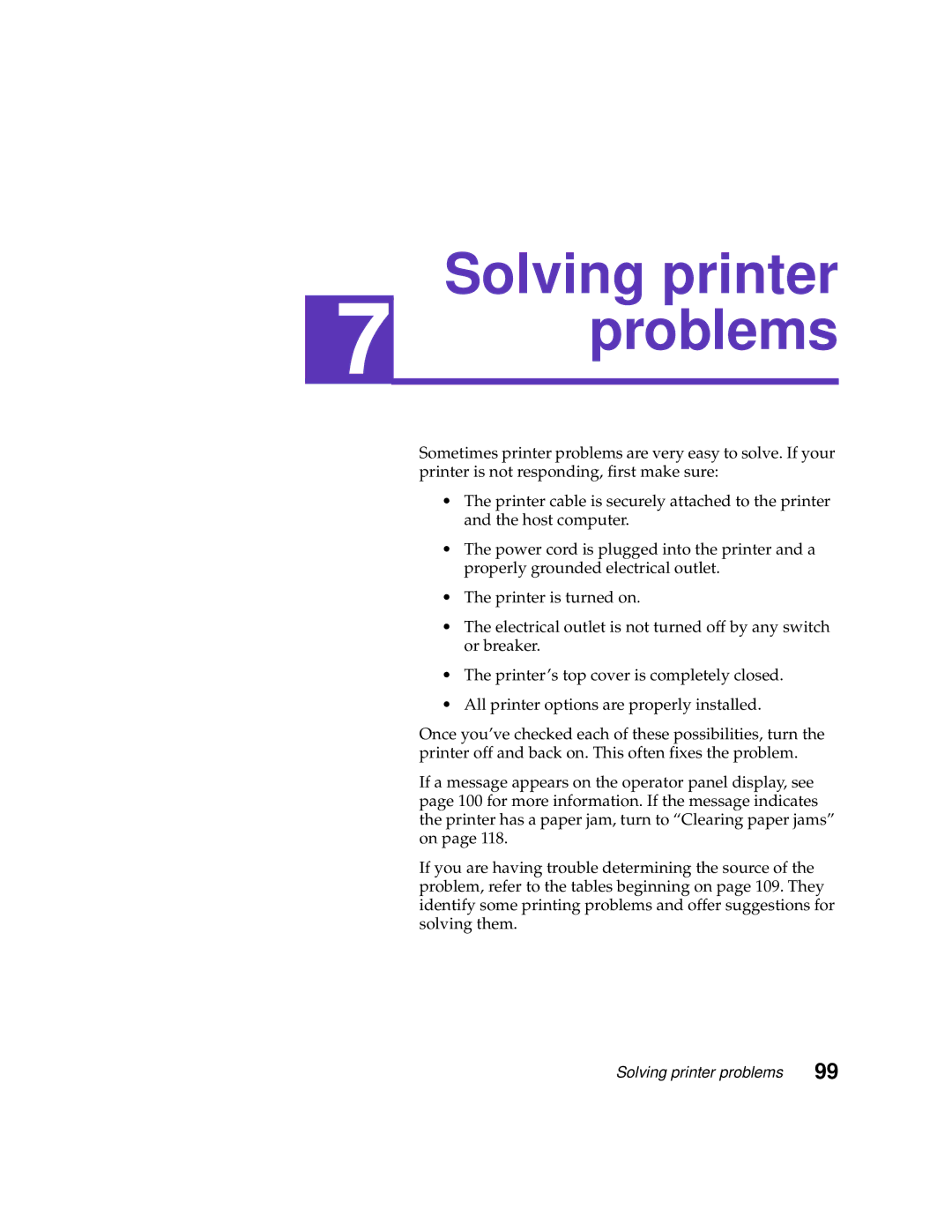 Lexmark 1200 manual Solving printer problems 