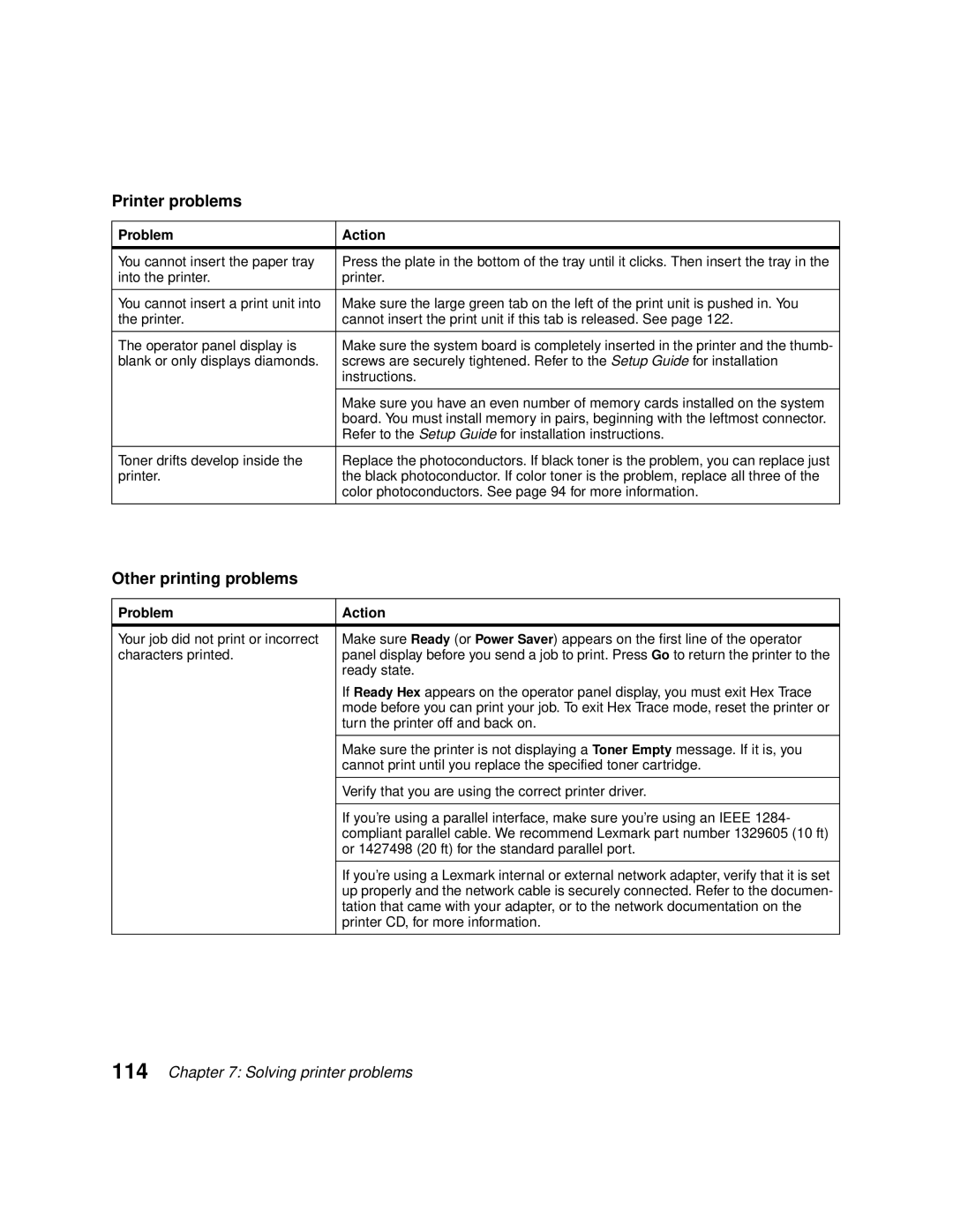 Lexmark 1200 manual Printer problems, Other printing problems 