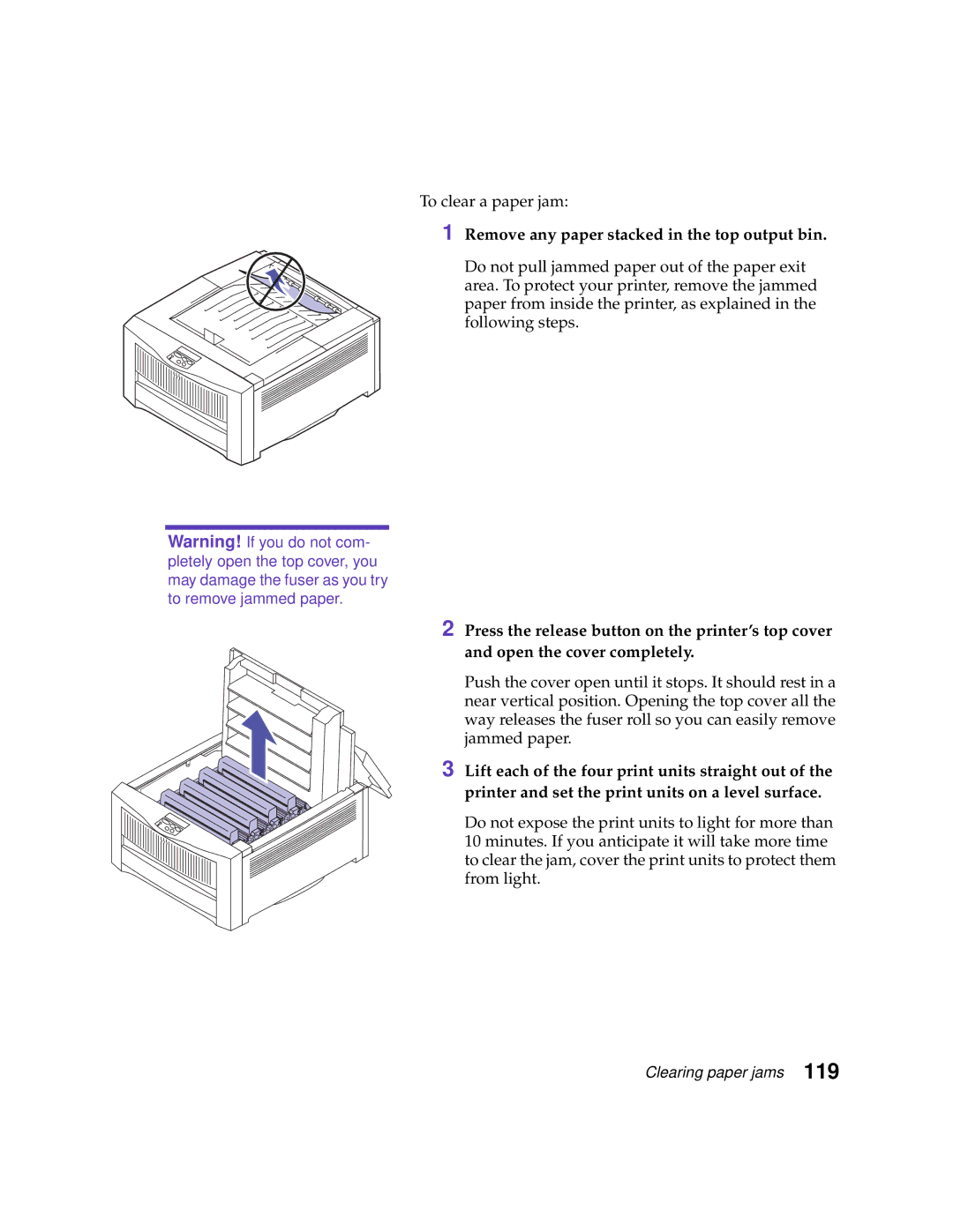 Lexmark 1200 manual Remove any paper stacked in the top output bin 