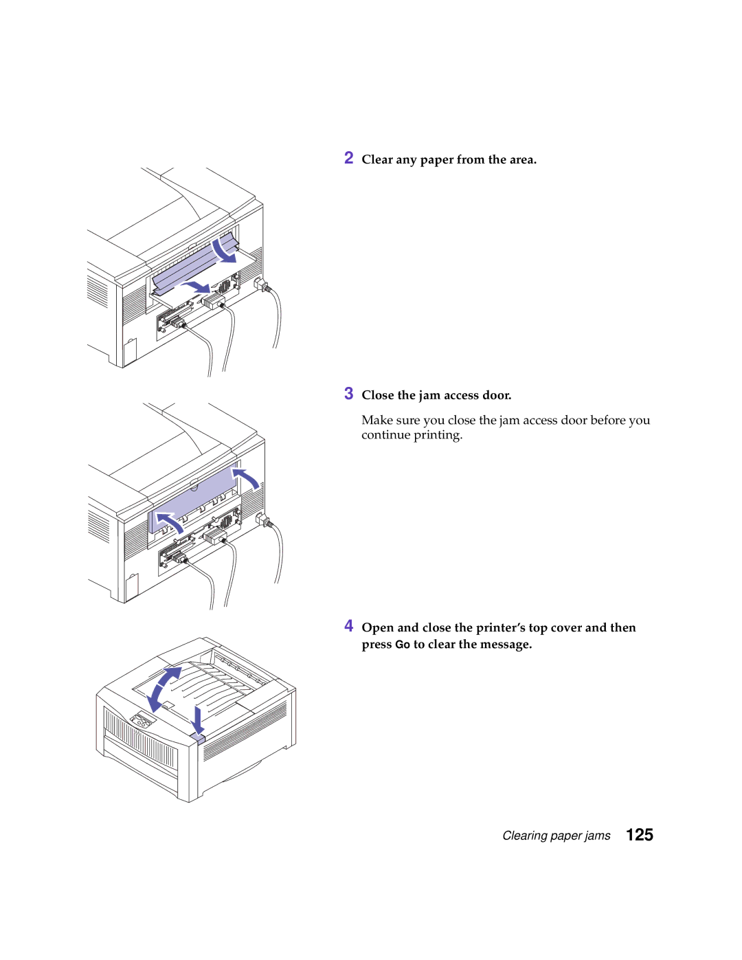 Lexmark 1200 manual Clear any paper from the area Close the jam access door 