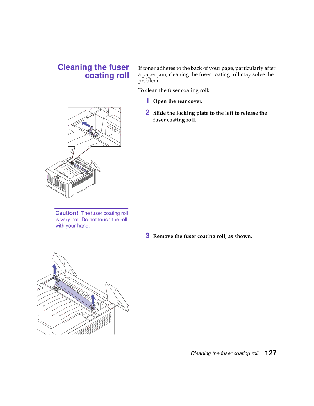 Lexmark 1200 manual Cleaning the fuser coating roll 