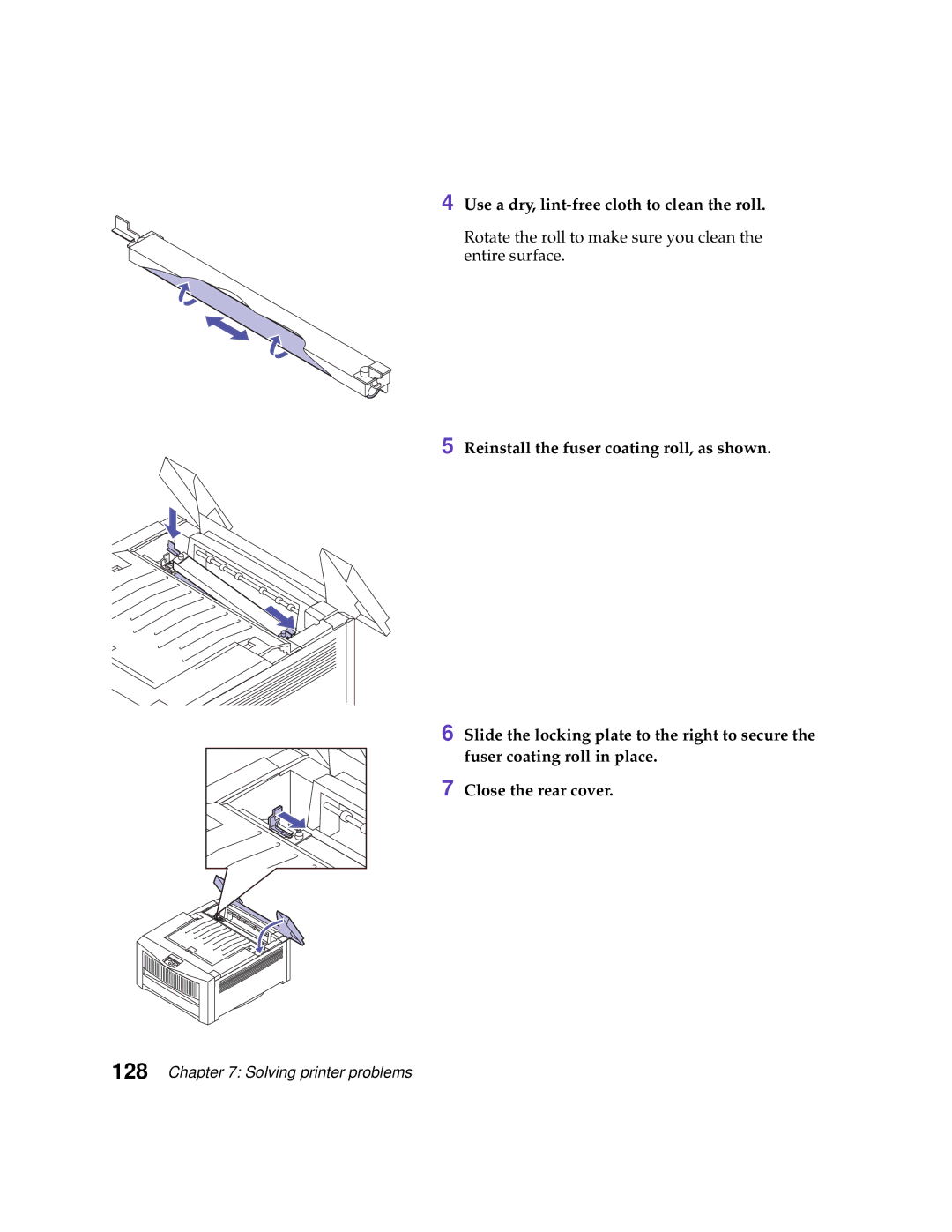 Lexmark 1200 manual Use a dry, lint-free cloth to clean the roll 