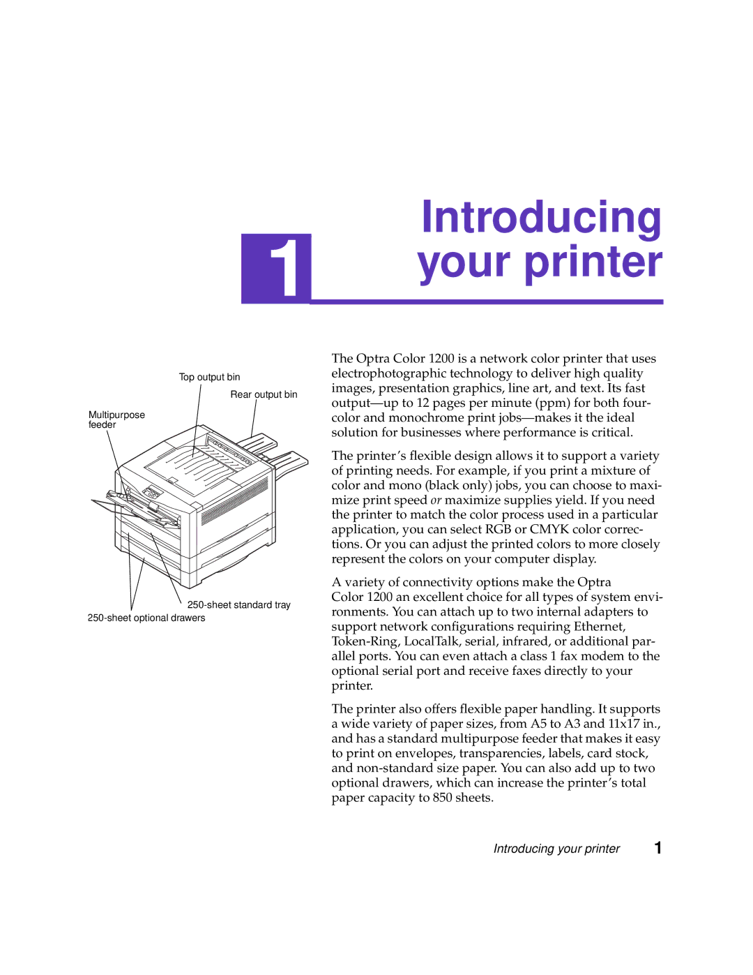 Lexmark 1200 manual Introducing your printer 