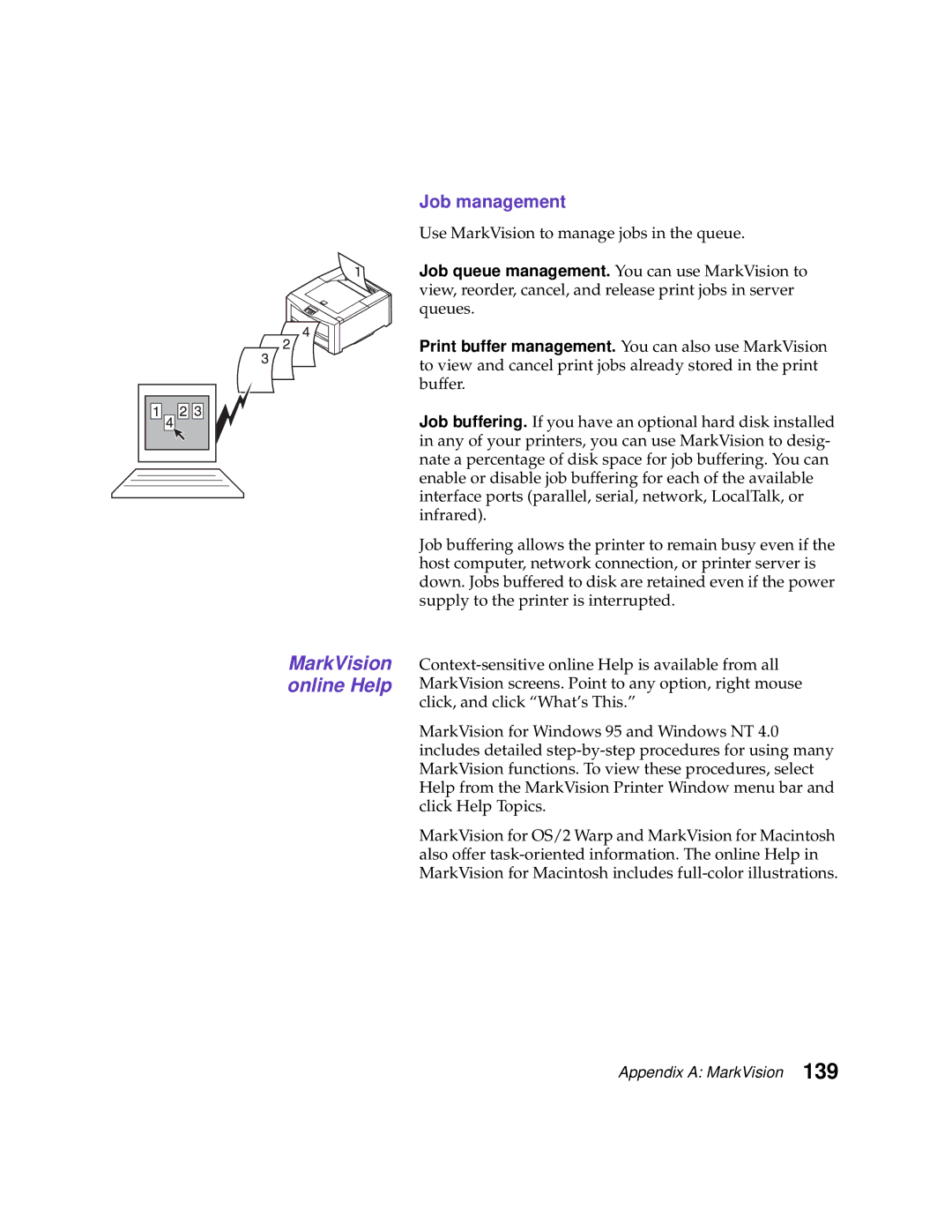 Lexmark 1200 manual MarkVision online Help, Job management 