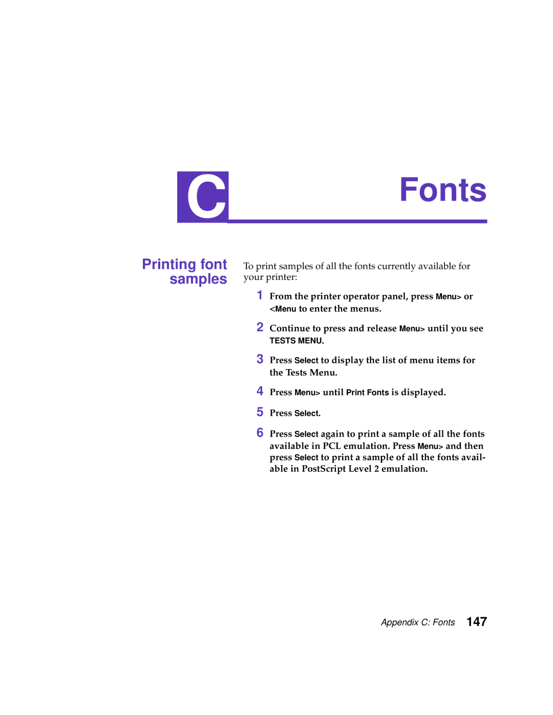 Lexmark 1200 manual Fonts, Printing font samples 