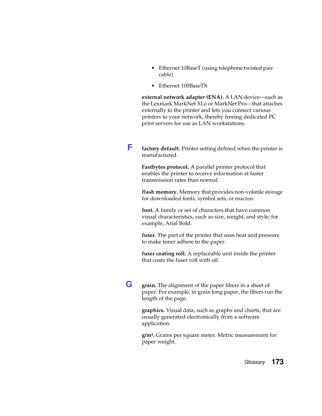 Lexmark 1200 manual Glossary 