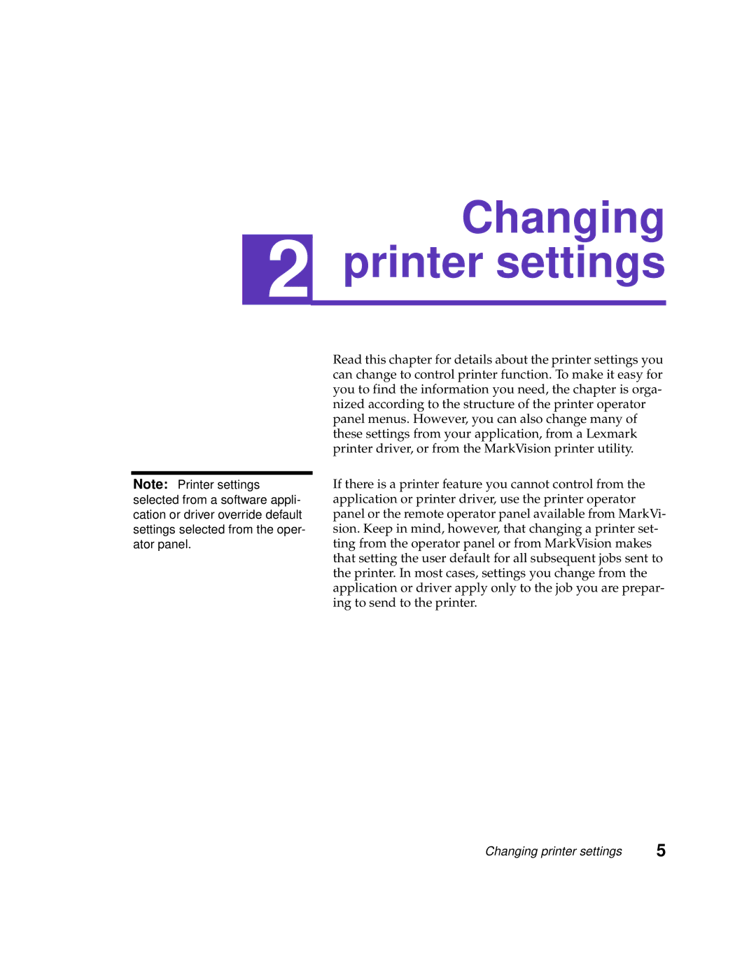 Lexmark 1200 manual Changing printer settings 