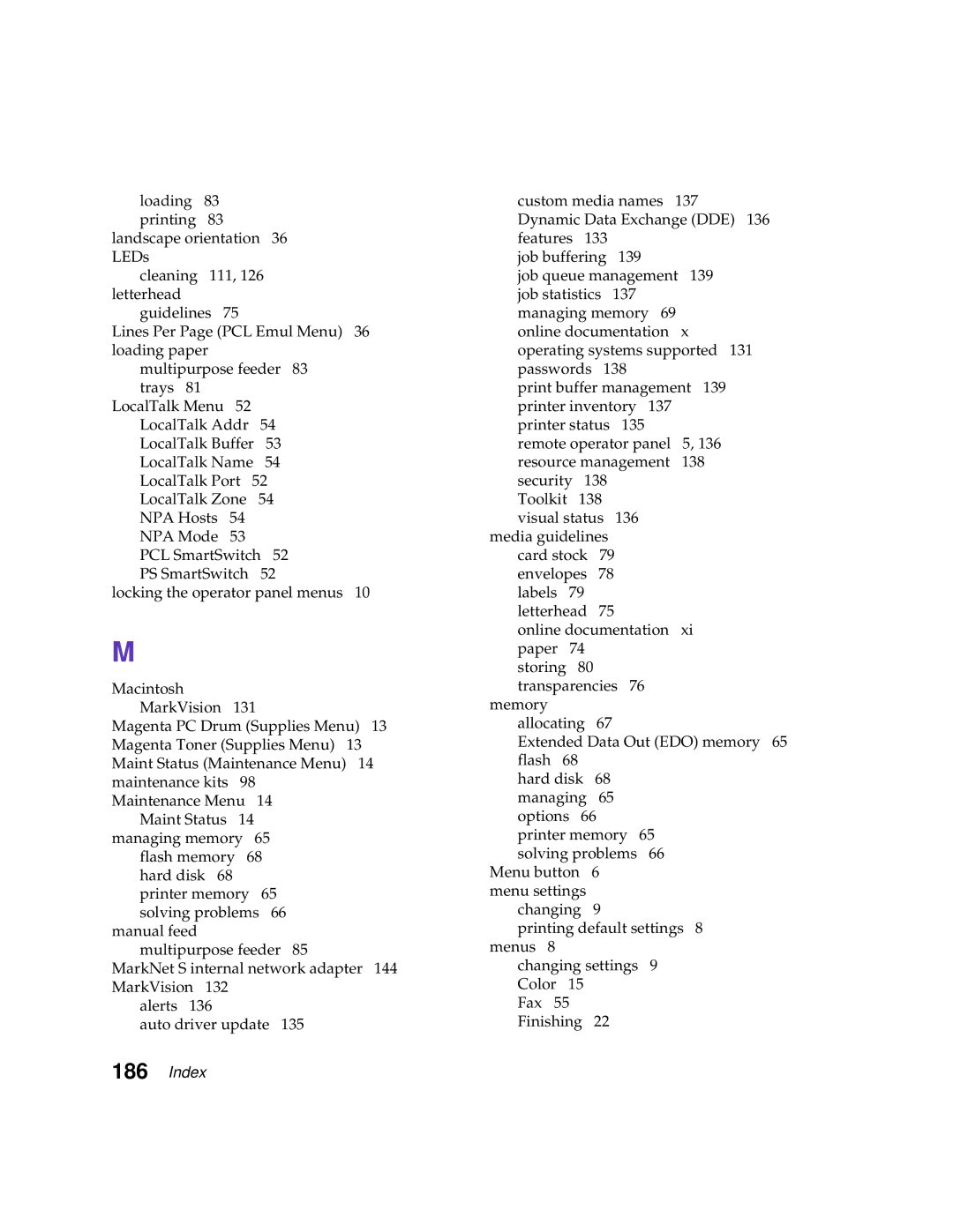 Lexmark 1200 manual Index 