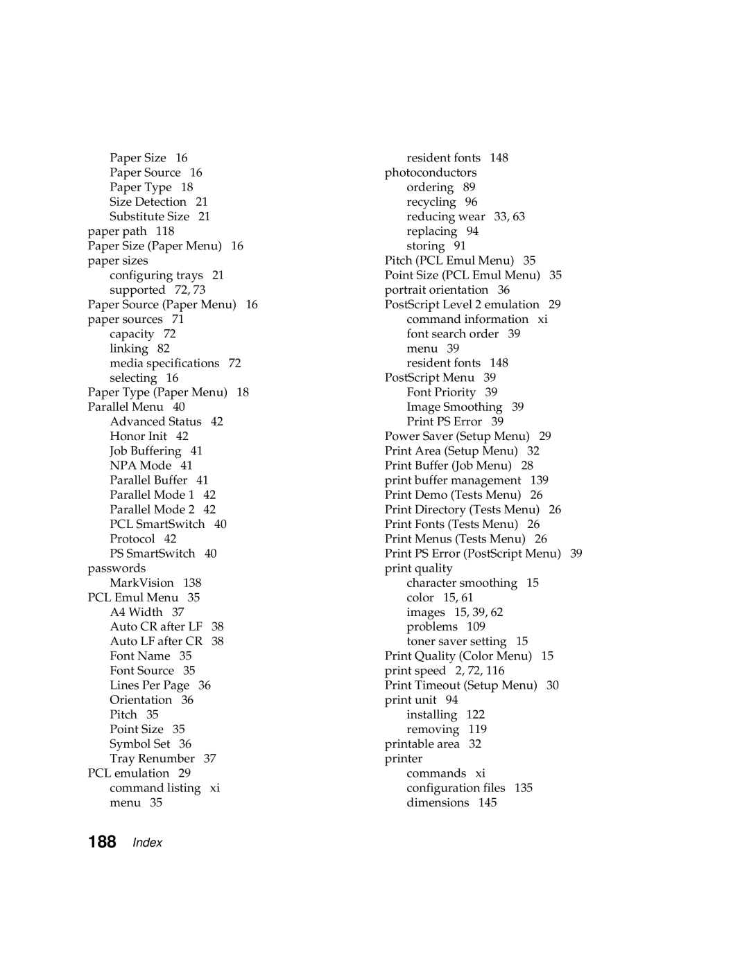 Lexmark 1200 manual Index 