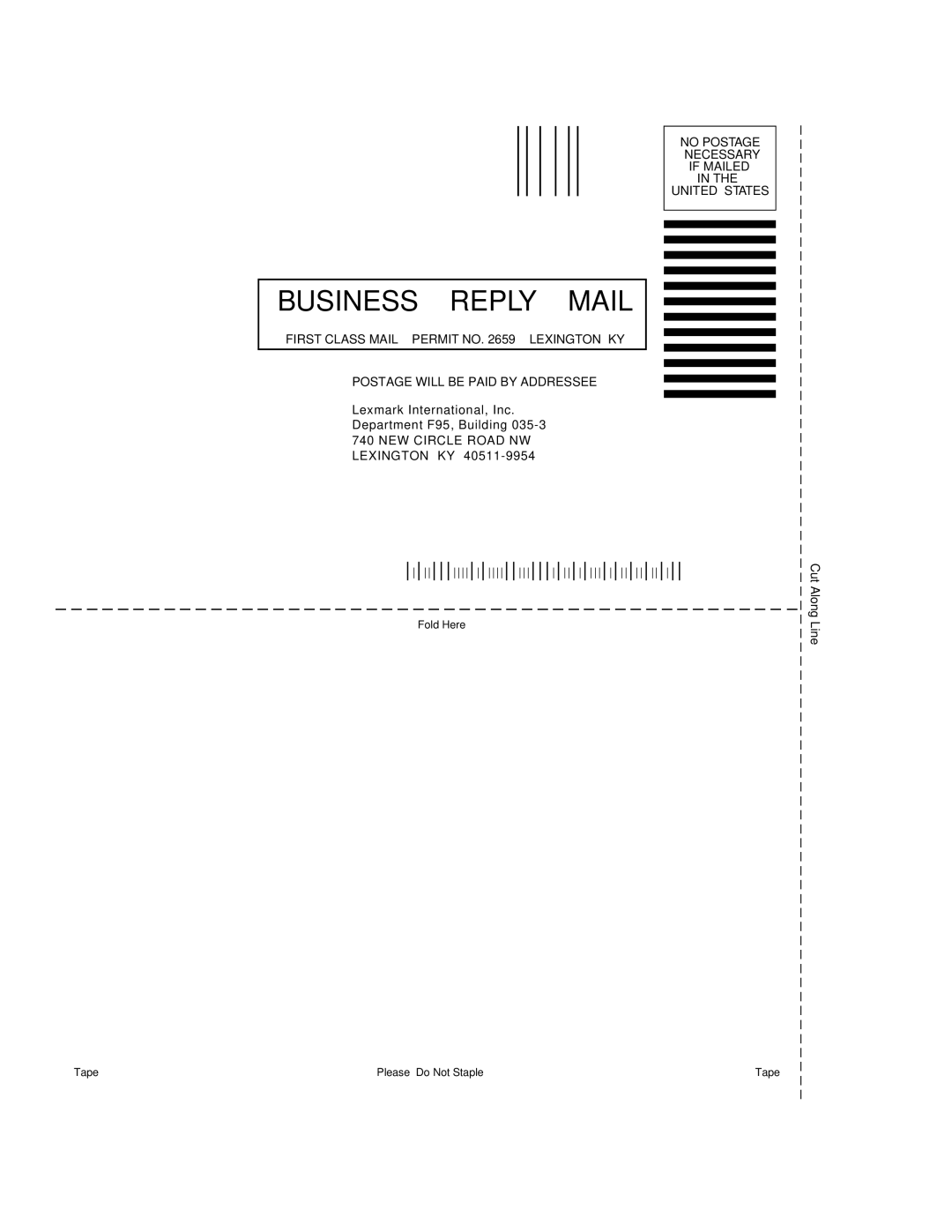 Lexmark 1200 manual Business Reply Mail 