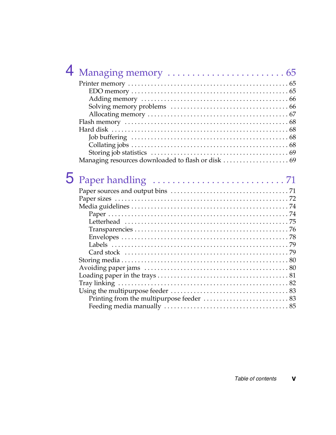 Lexmark 1200 manual Managing memory 