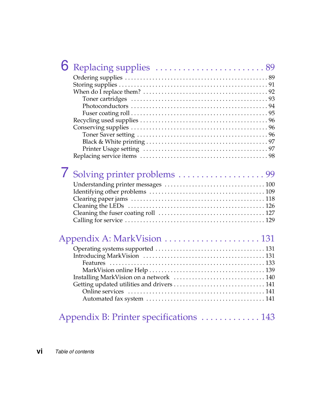 Lexmark 1200 manual Appendix B Printer specifications 