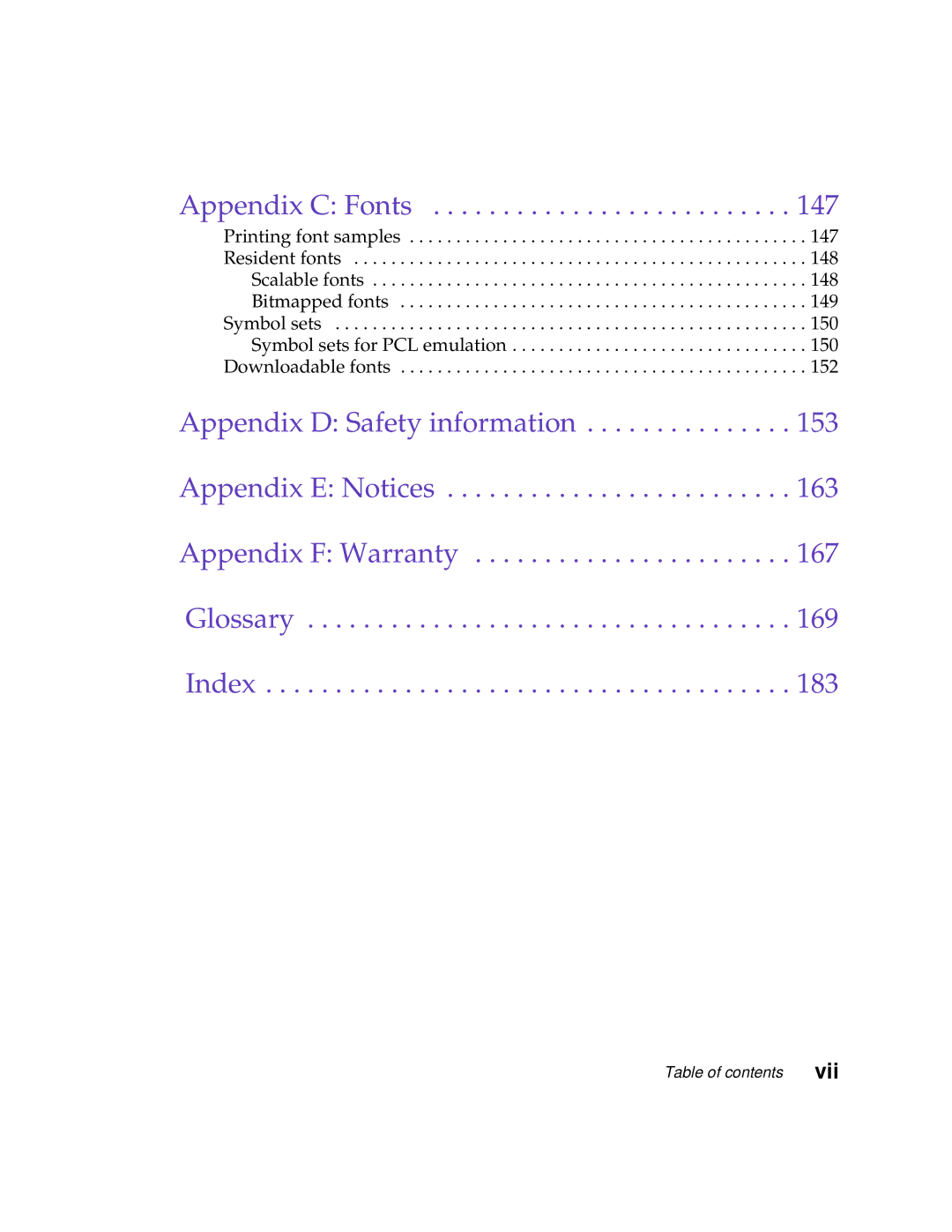 Lexmark 1200 manual Appendix C Fonts 