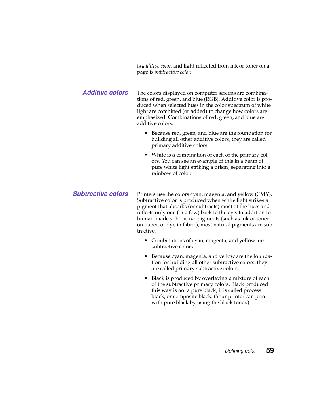 Lexmark 1200 manual Additive colors Subtractive colors 