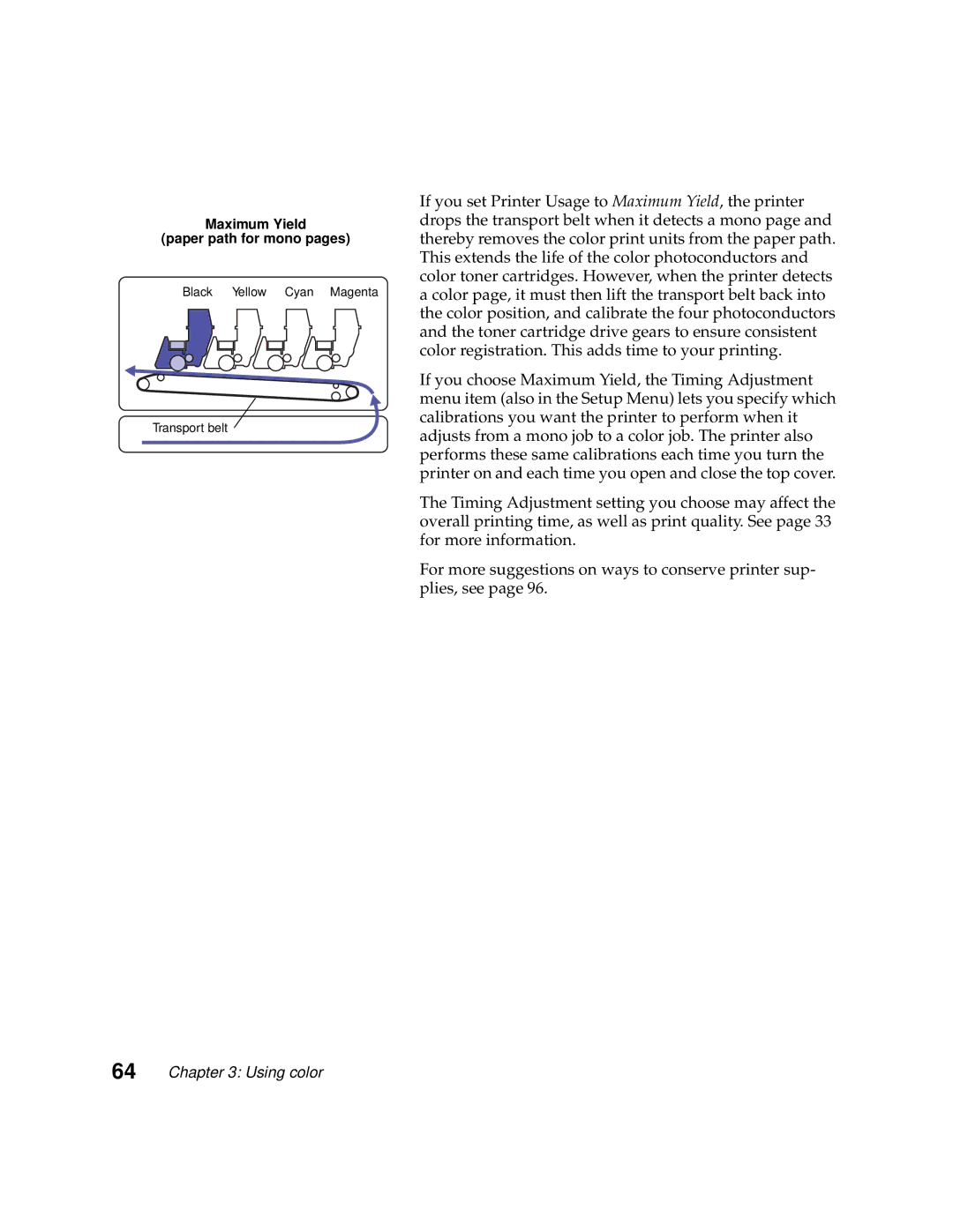 Lexmark 1200 manual Maximum Yield Paper path for mono pages 