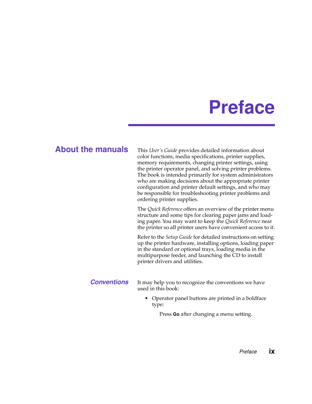 Lexmark 1200 Preface, About the manuals, Conventions 