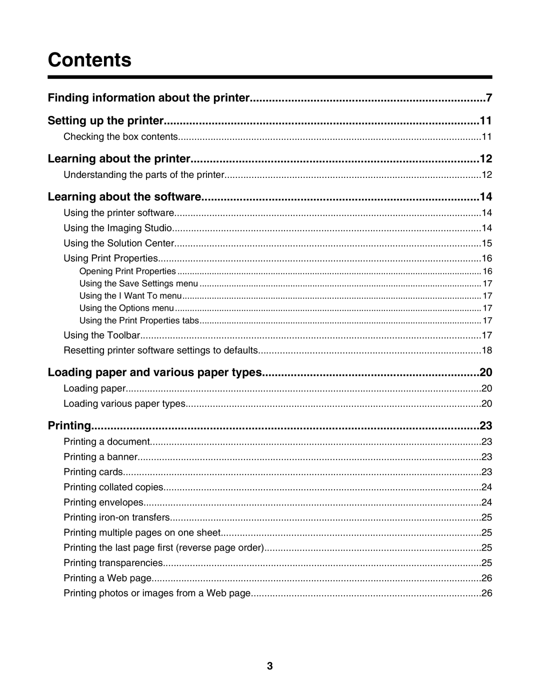 Lexmark 1300 Series manual Contents 