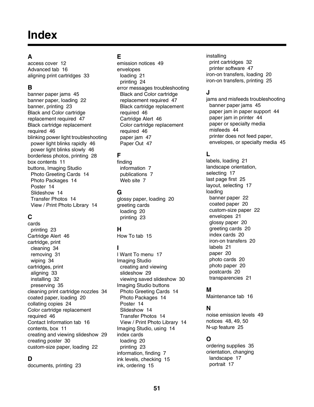 Lexmark 1300 Series manual Index 