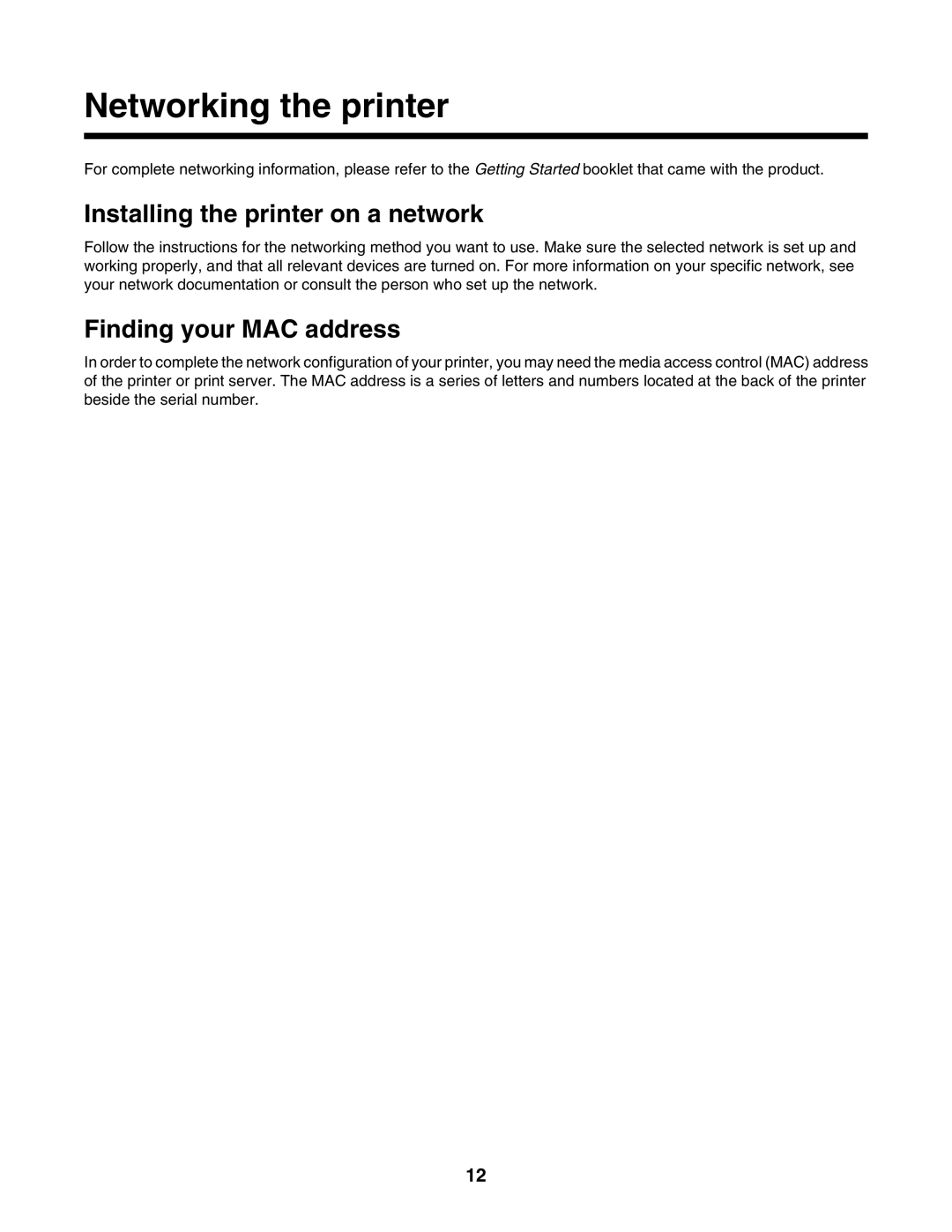 Lexmark 1400 Series manual Networking the printer, Installing the printer on a network, Finding your MAC address 