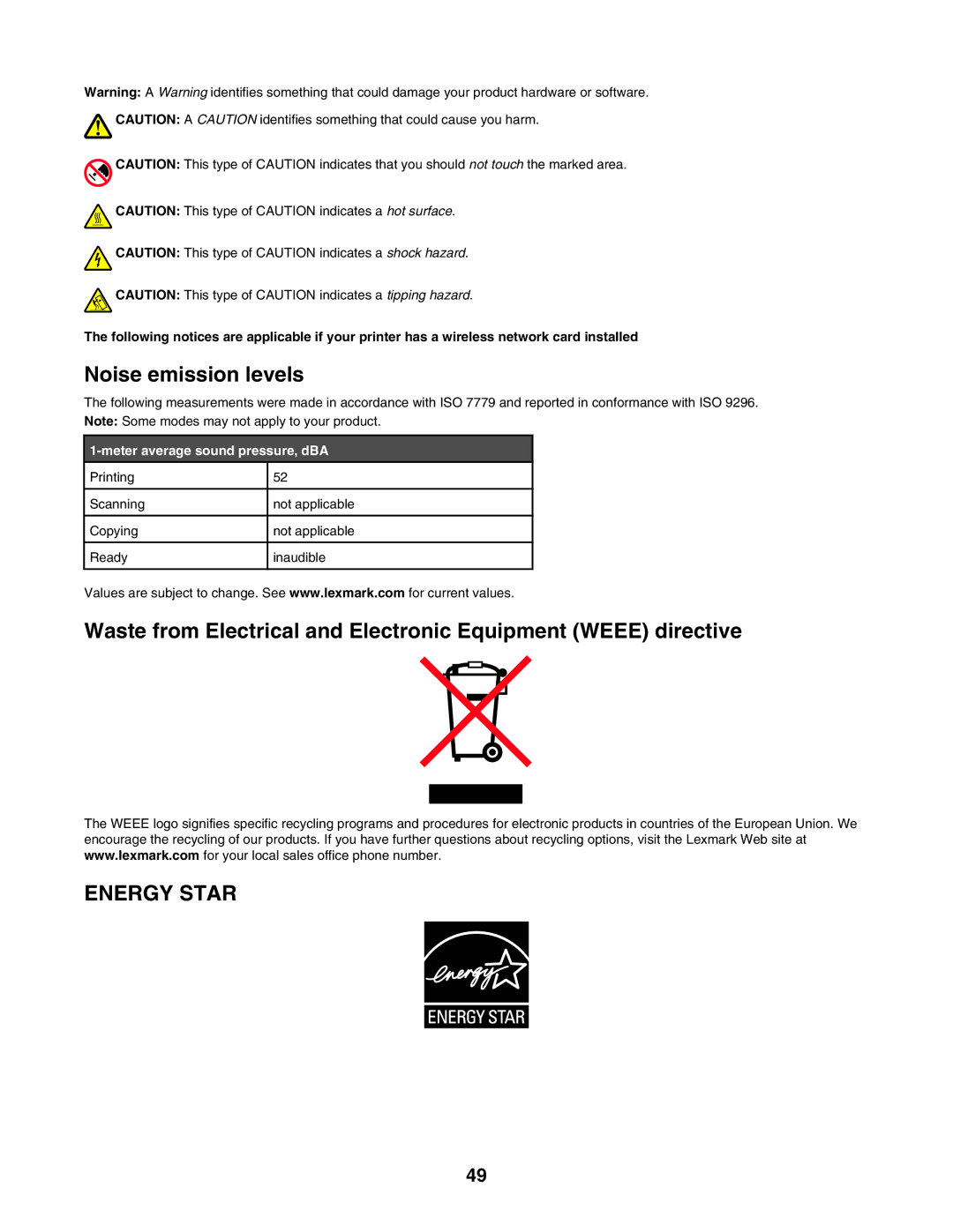 Lexmark 1400 Series manual Energy Star 