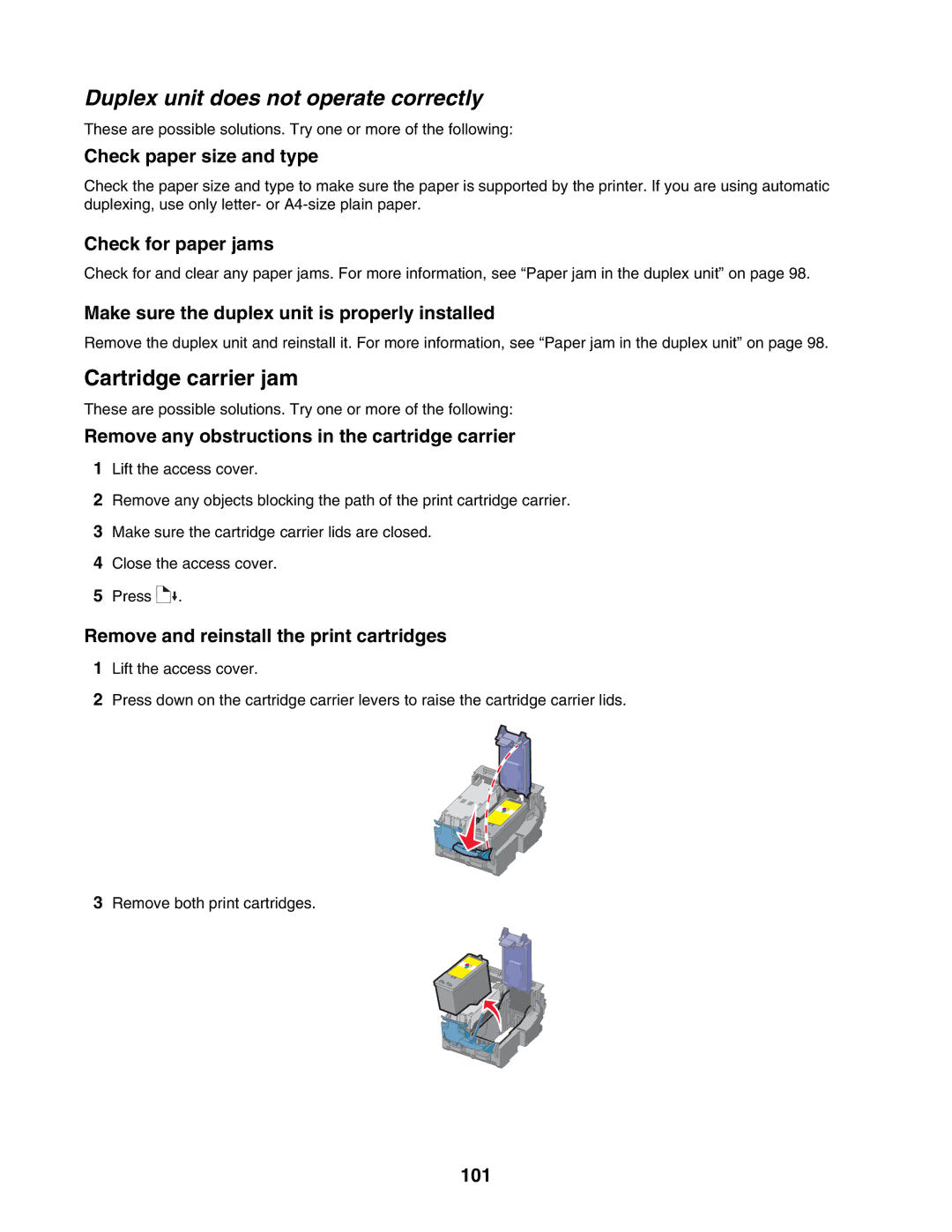 Lexmark 1500 Series manual Duplex unit does not operate correctly 