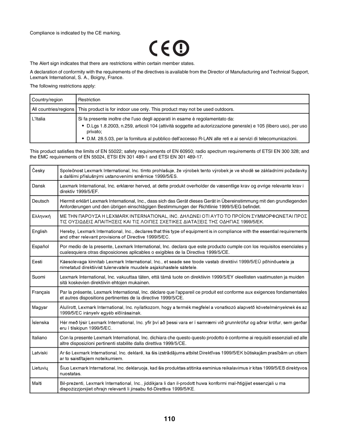 Lexmark 1500 Series manual 110 