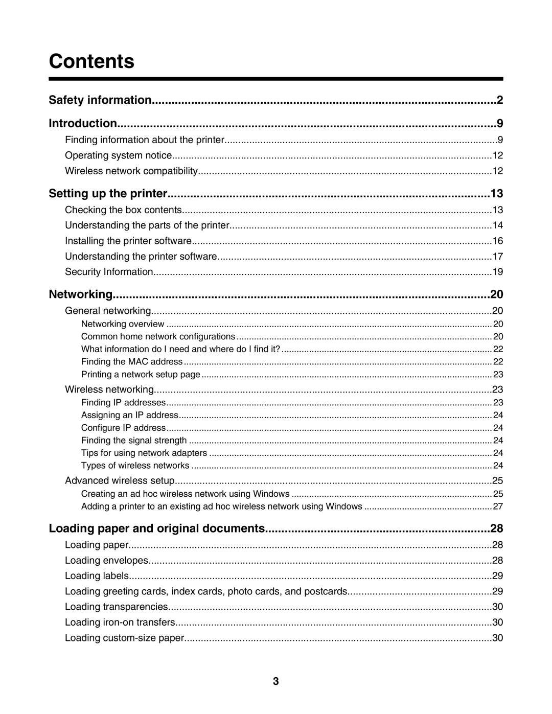 Lexmark 1500 Series manual Contents 