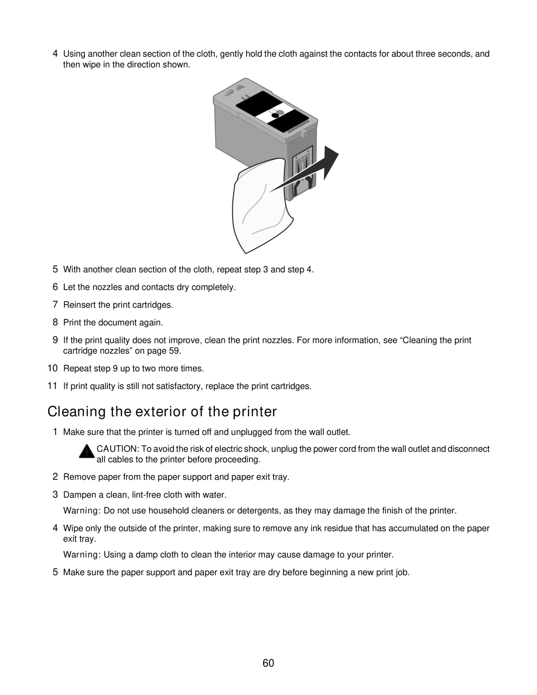 Lexmark 1500 Series manual Cleaning the exterior of the printer 