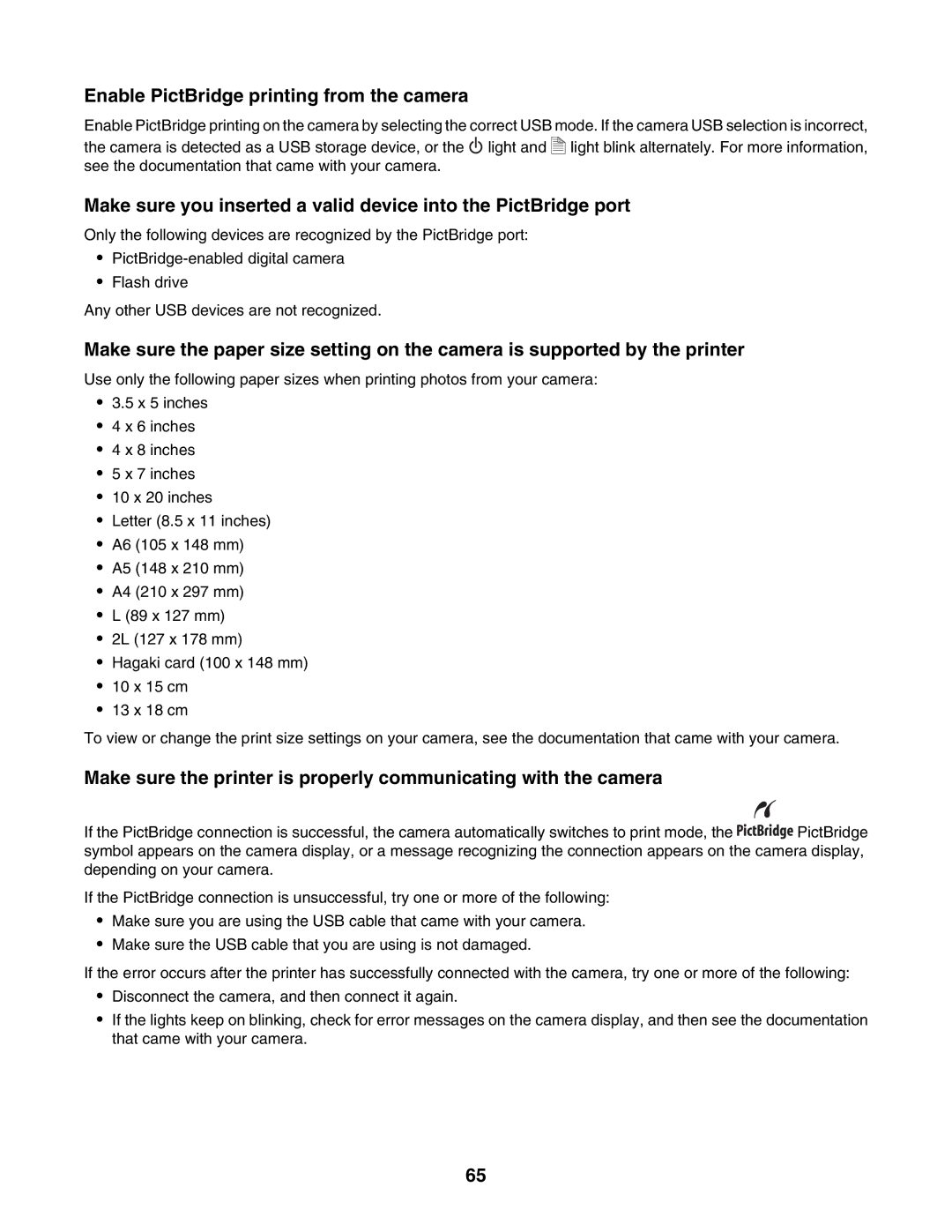 Lexmark 1500 Series manual Enable PictBridge printing from the camera 