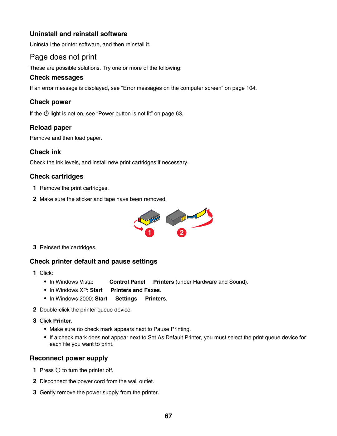 Lexmark 1500 Series manual Does not print 