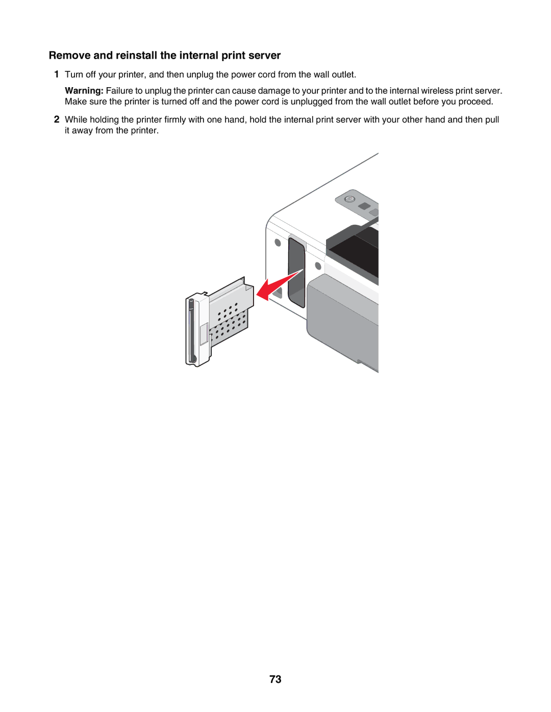 Lexmark 1500 Series manual Remove and reinstall the internal print server 