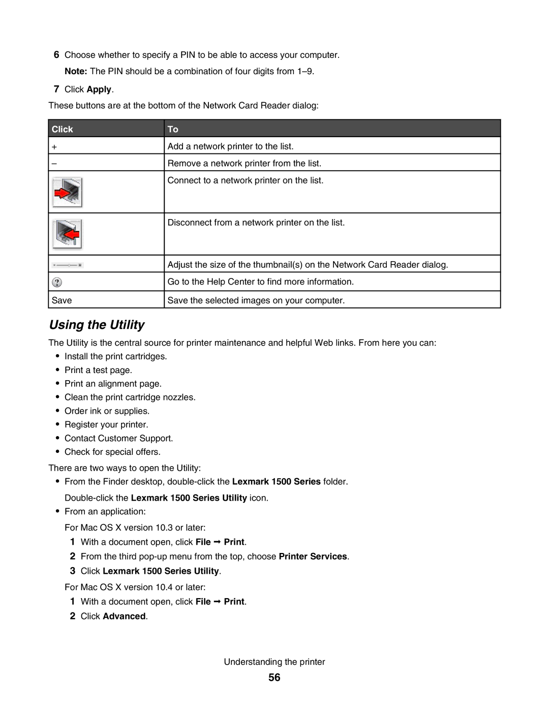 Lexmark 1500 manual Using the Utility 