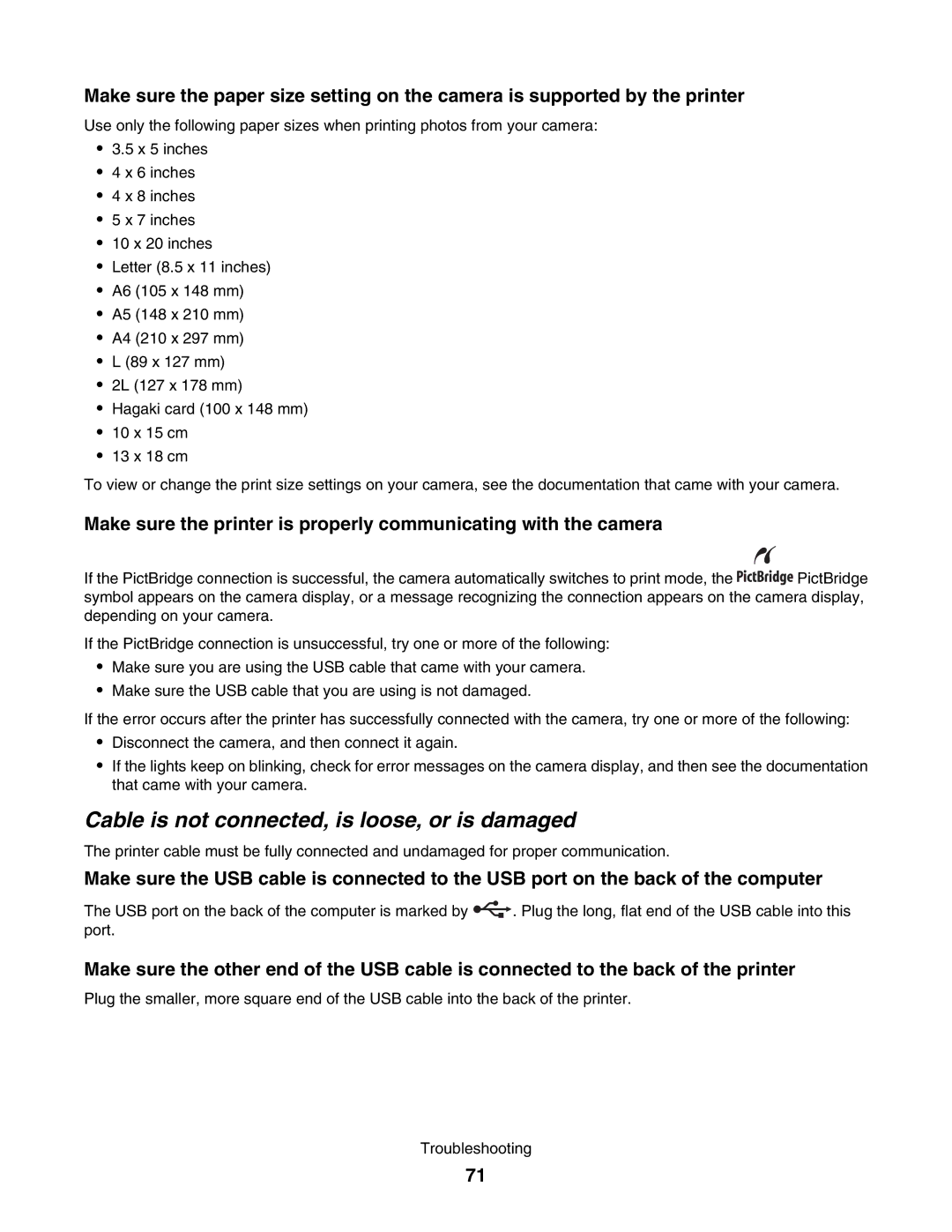 Lexmark 1500 manual Cable is not connected, is loose, or is damaged 