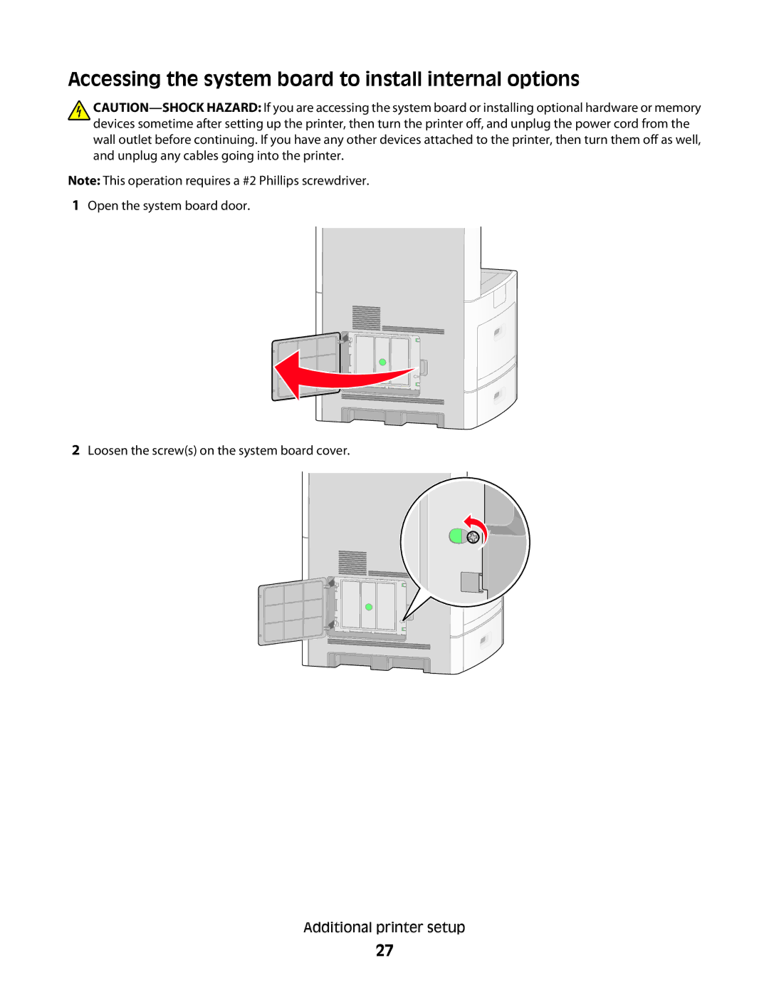 Lexmark X656dte, 16M1994, 16M1985, 90T7250, X658dtfe, X658dtme manual Accessing the system board to install internal options 